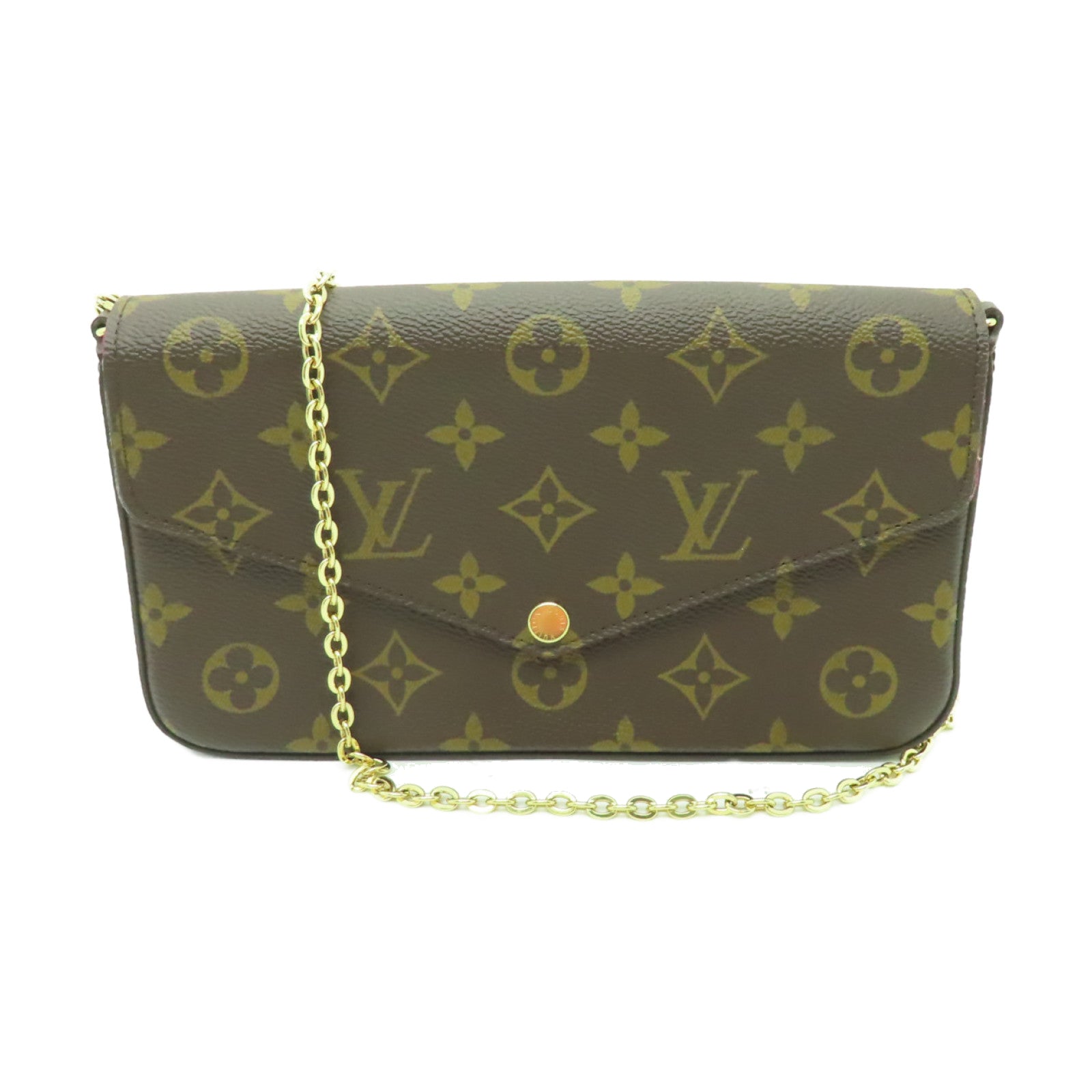 LOUIS VUITTON Monogram Felicie Pochette金扣鏈帶肩背袋棕色