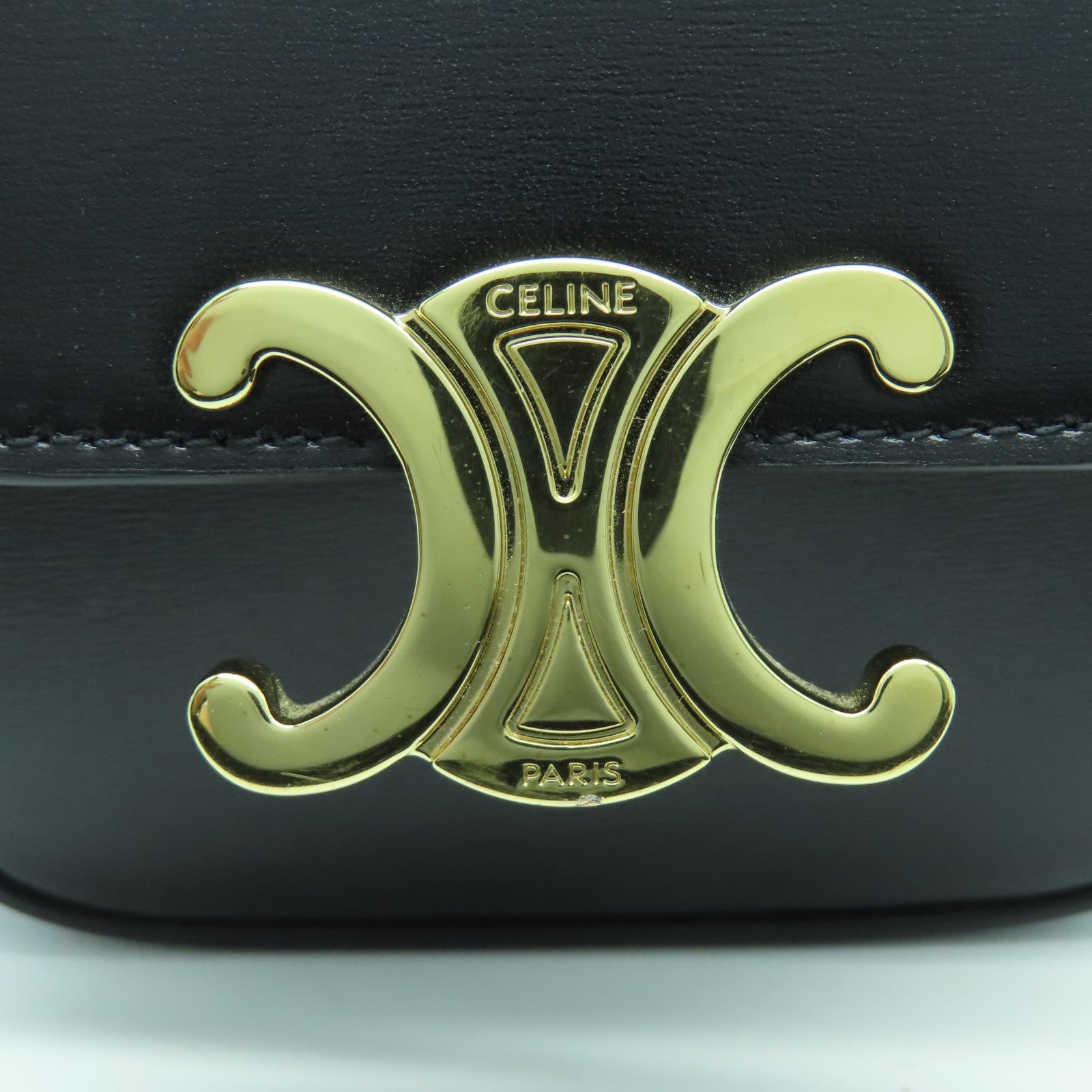 CELINE 牛皮皮革Claude Mini Bag金扣肩背袋黑色