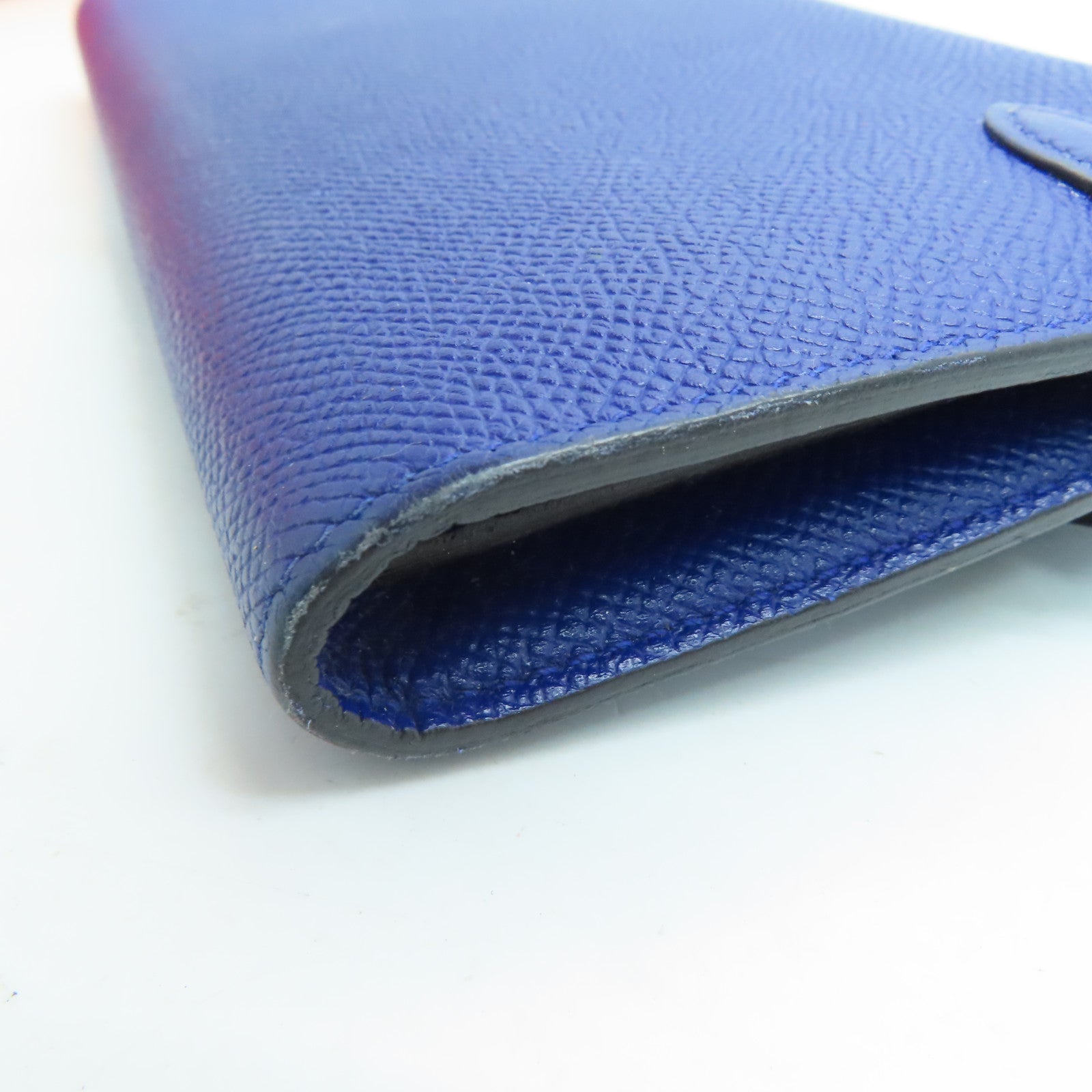 HERMES 【激減優惠】Epsom皮革Kelly Wallet銀扣長銀包藍色Blue Saphir