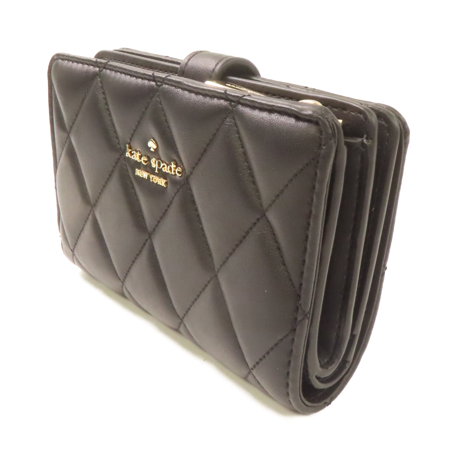 Kate Spade 牛皮皮革Short Wallet金扣短錢包黑色