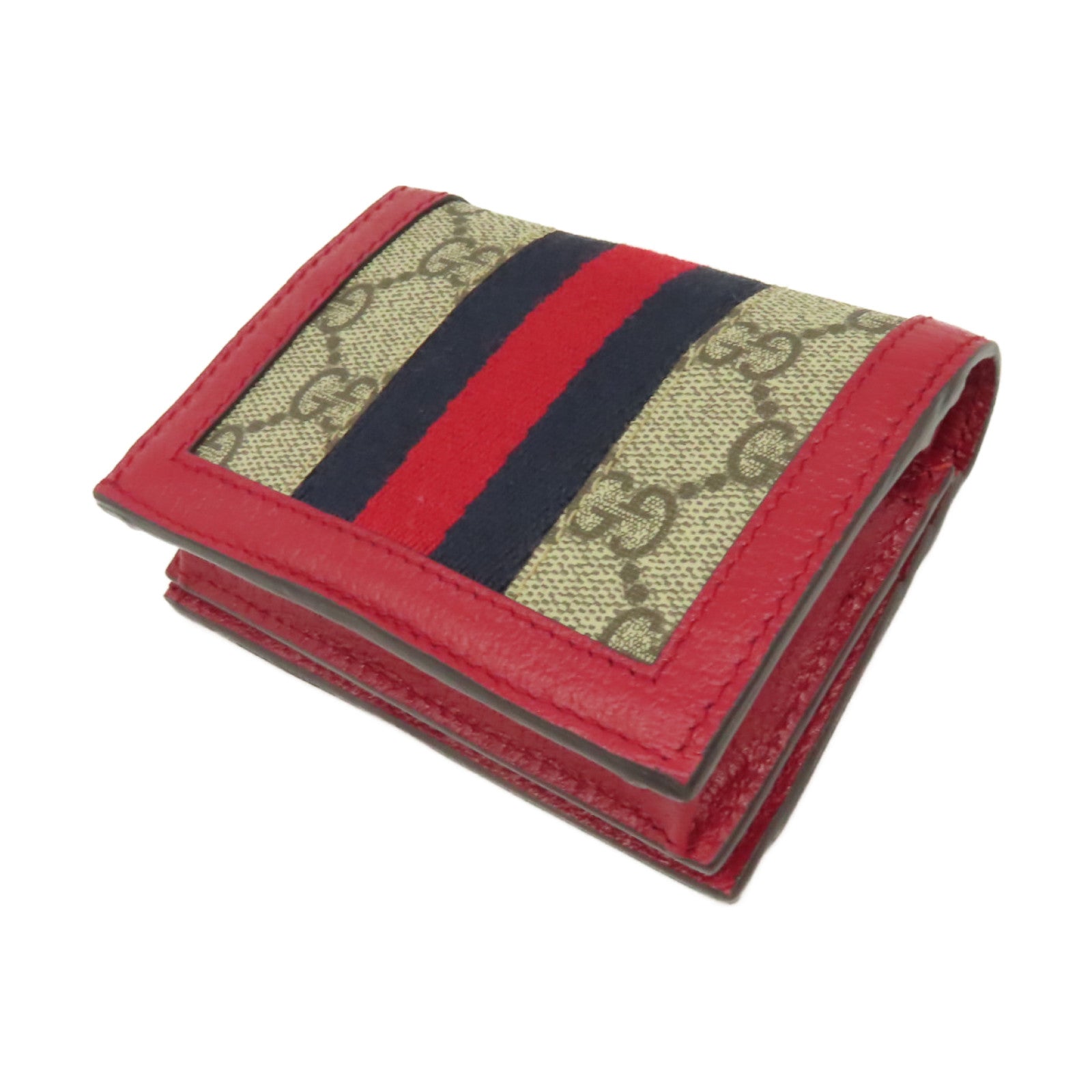 GUCCI 塗層皮革Wallet錢包啡色/紅色
