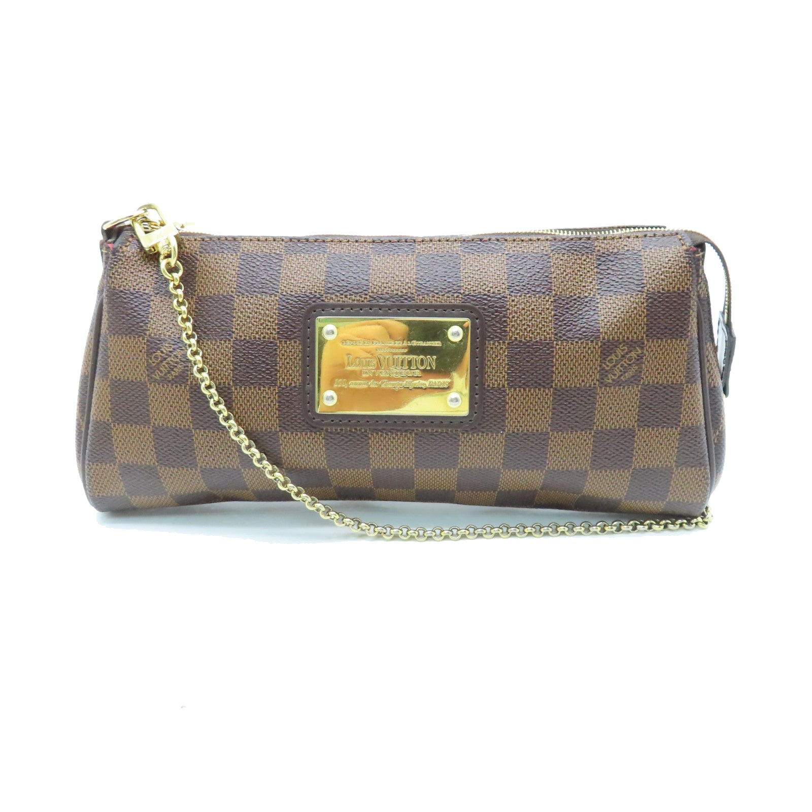 LOUIS VUITTON Damier Eva Gold Buckle Chain Shoulder Bag Brown