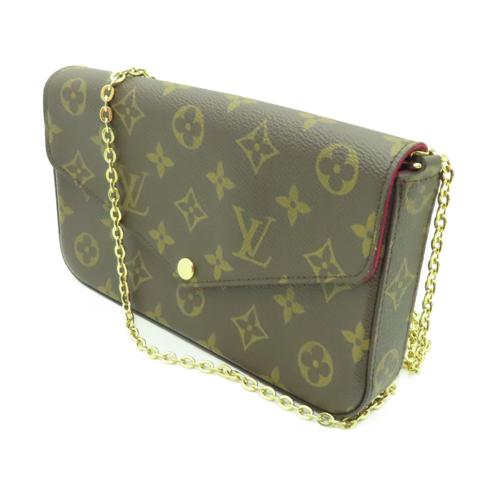 LOUIS VUITTON Monogram Felicie Pochette金扣鏈帶肩背袋棕色