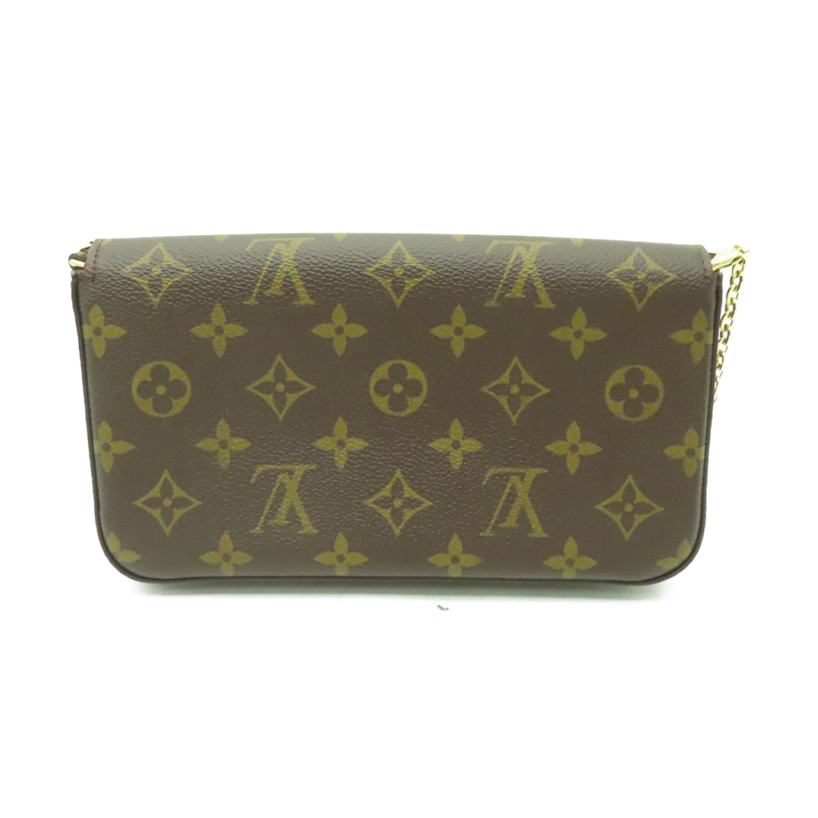 LOUIS VUITTON Monogram Felicie Pochette金扣鏈帶肩背袋棕色