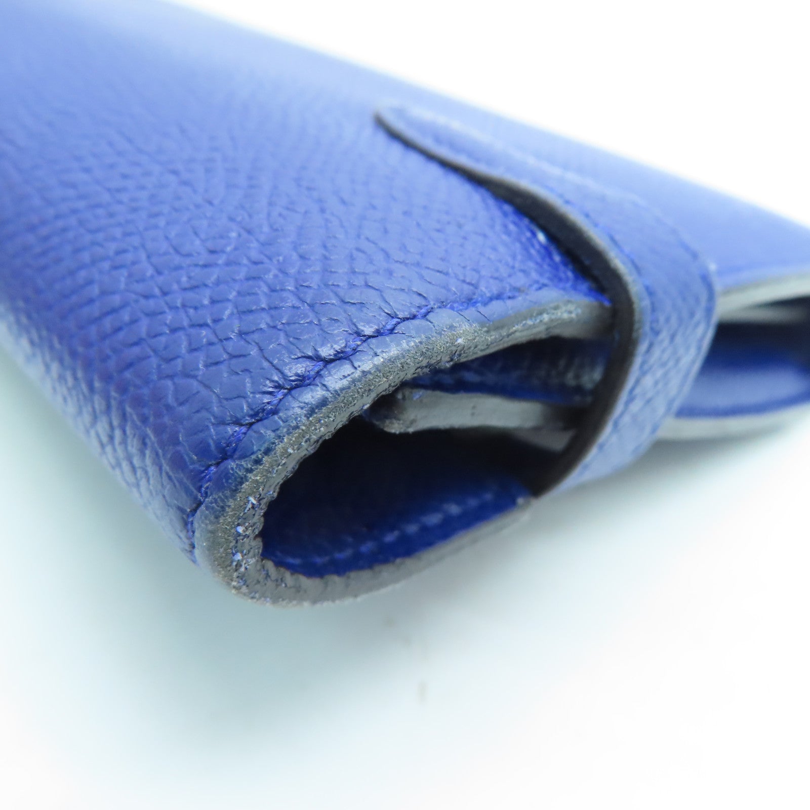 HERMES 【激減優惠】Epsom皮革Kelly Wallet銀扣長銀包藍色Blue Saphir