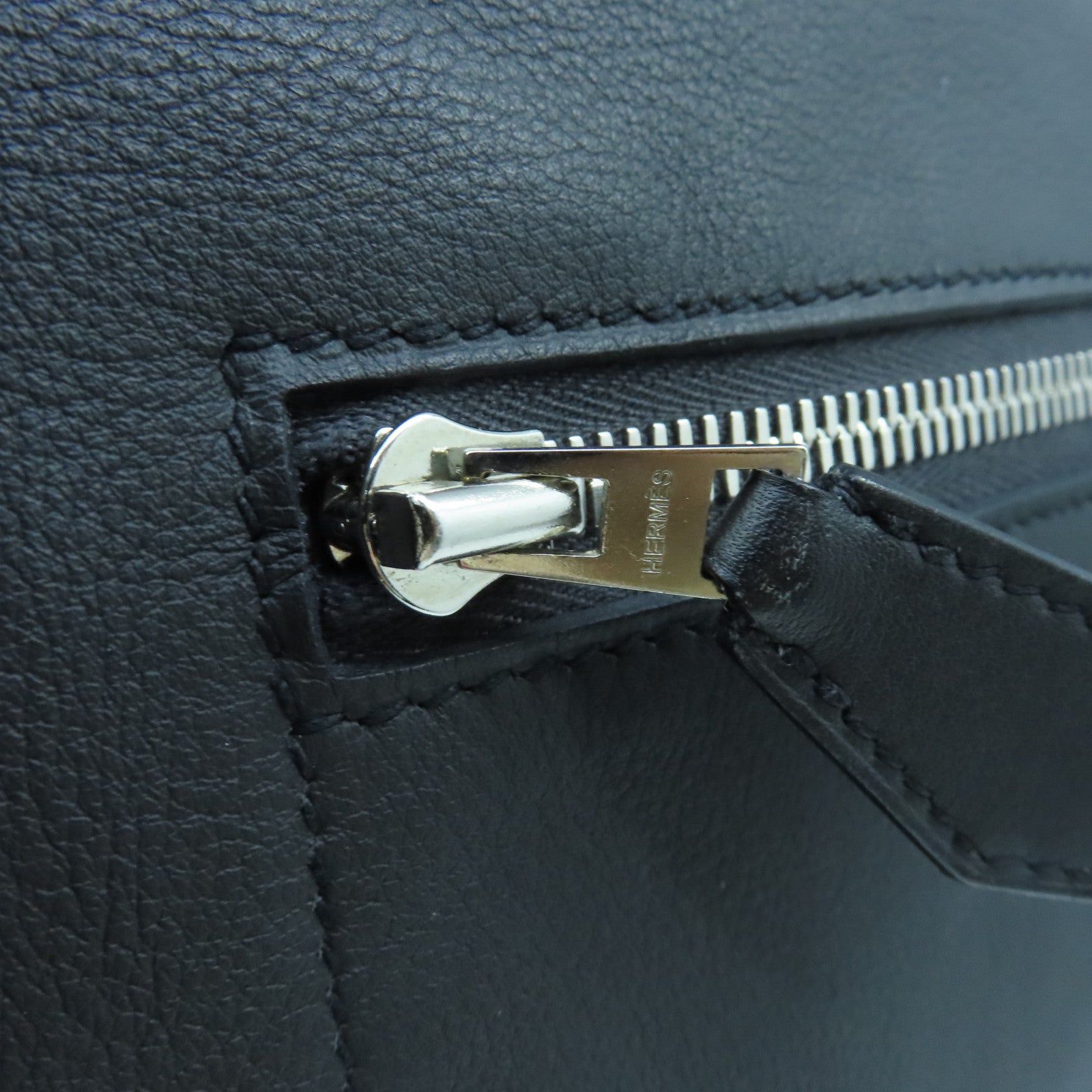 HERMES Leather Cristobal Cityslide Silver Buckle Shoulder Bag Black
