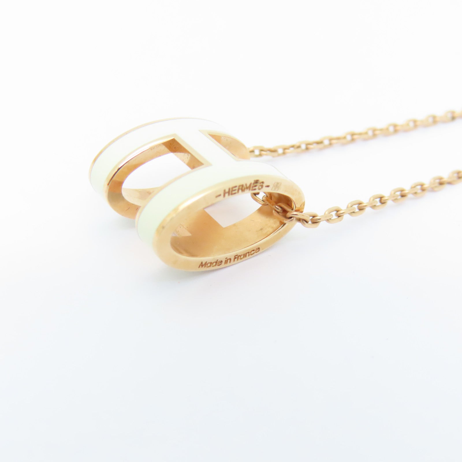HERMES 金属Pop H Necklace项链Nata白色/金色