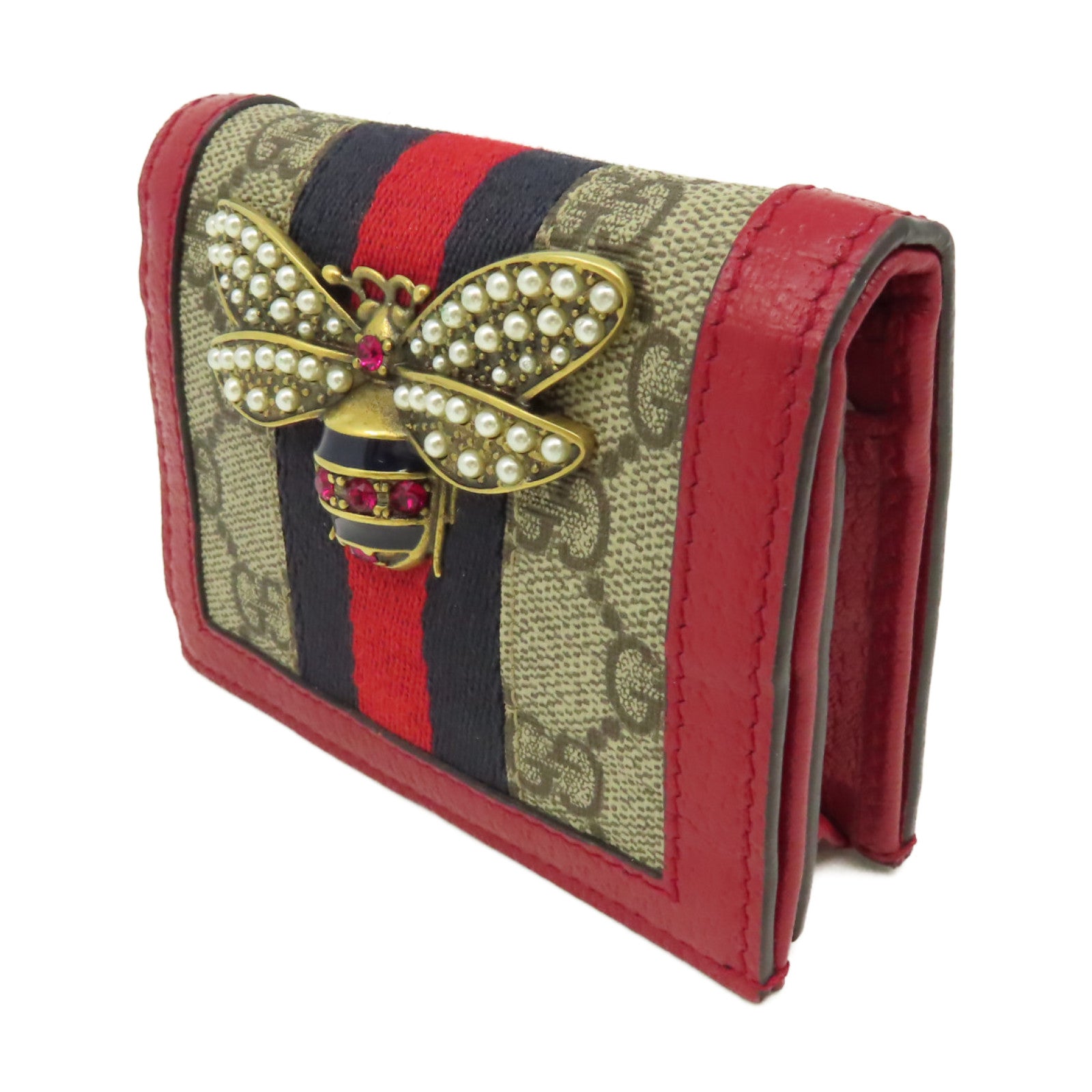 GUCCI 塗層皮革Wallet錢包啡色/紅色