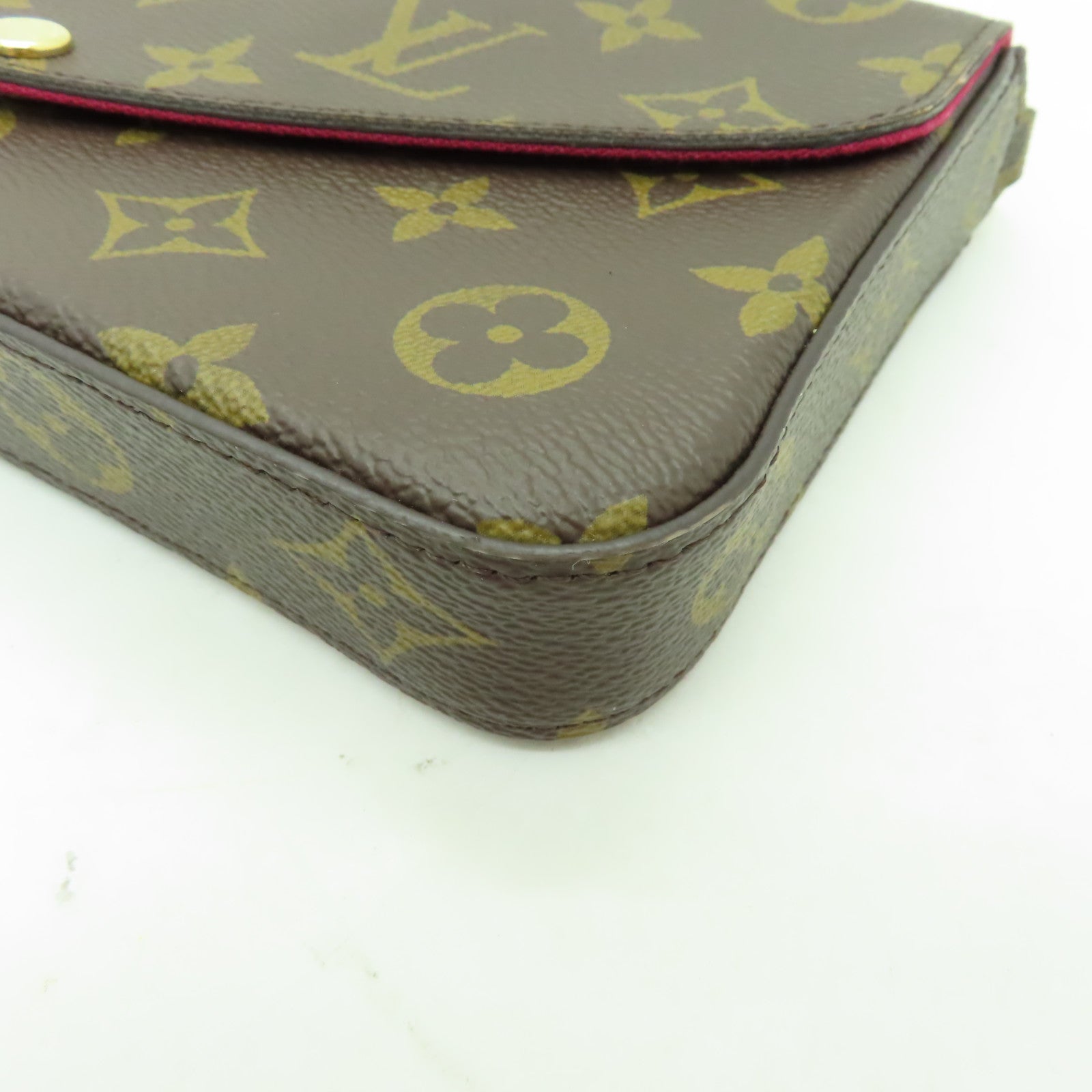 LOUIS VUITTON Monogram Felicie Pochette金扣鏈帶肩背袋棕色