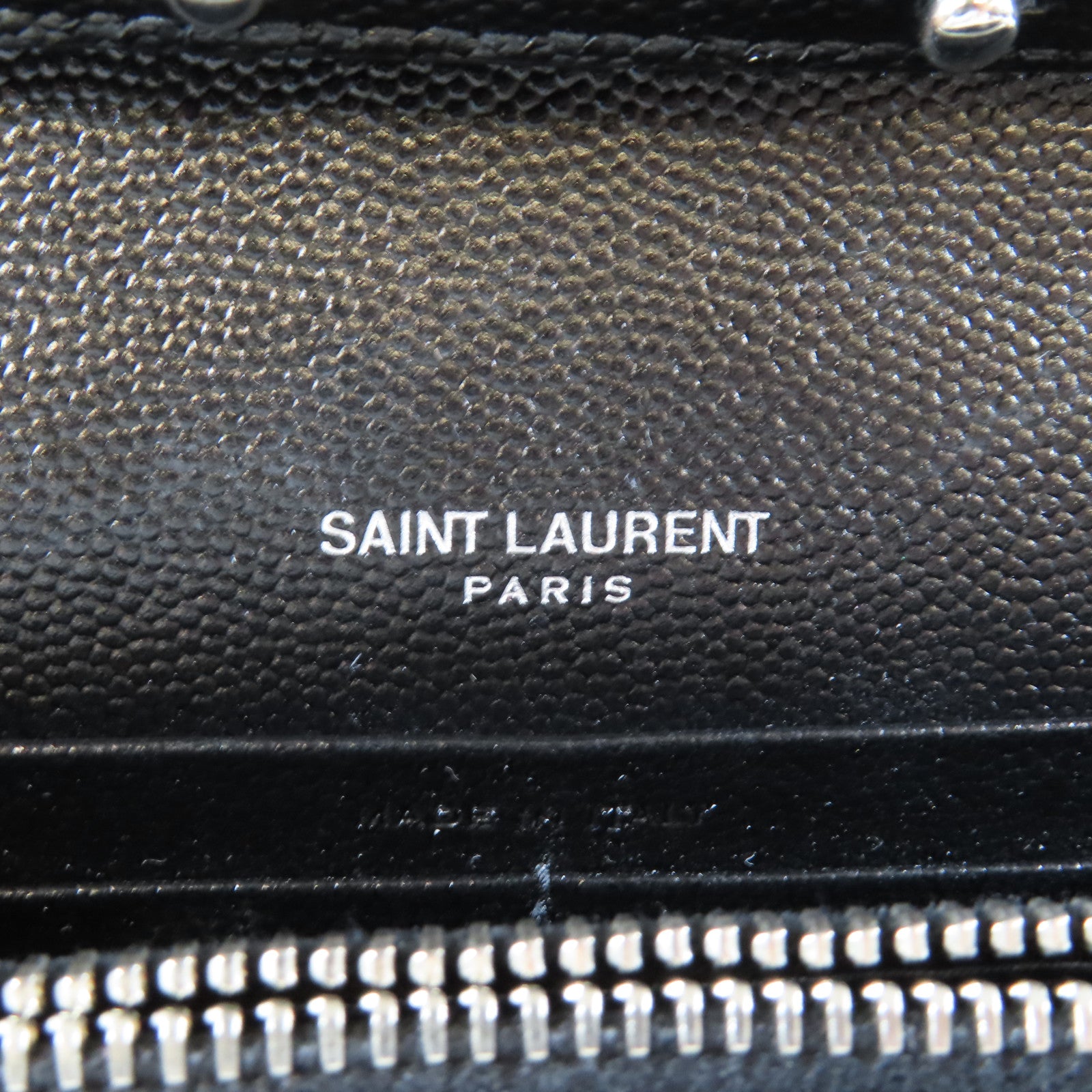 SAINT LAURENT 牛皮皮革Wallet On Chain銀扣鏈帶肩背袋黑色