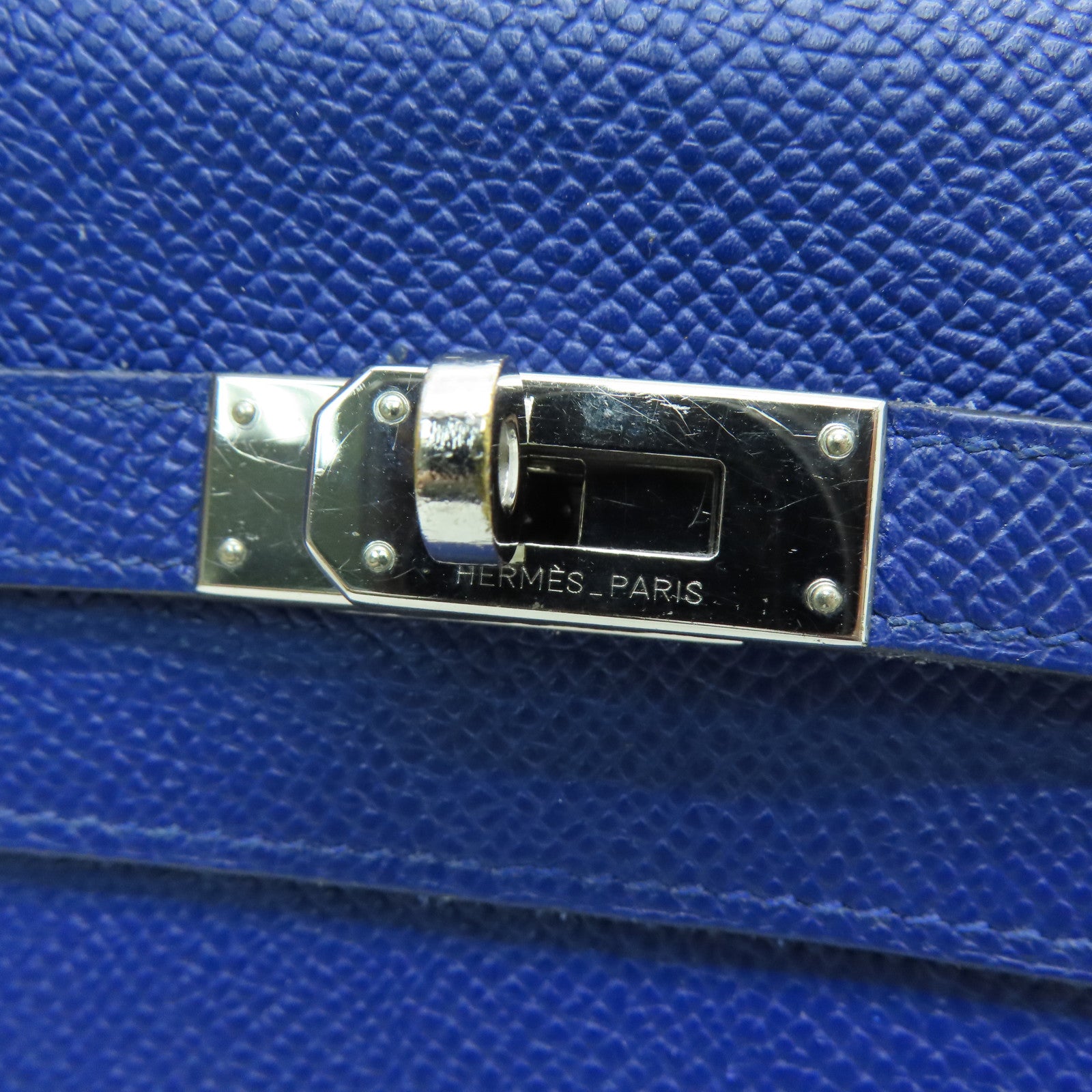 HERMES 【激減優惠】Epsom皮革Kelly Wallet銀扣長銀包藍色Blue Saphir