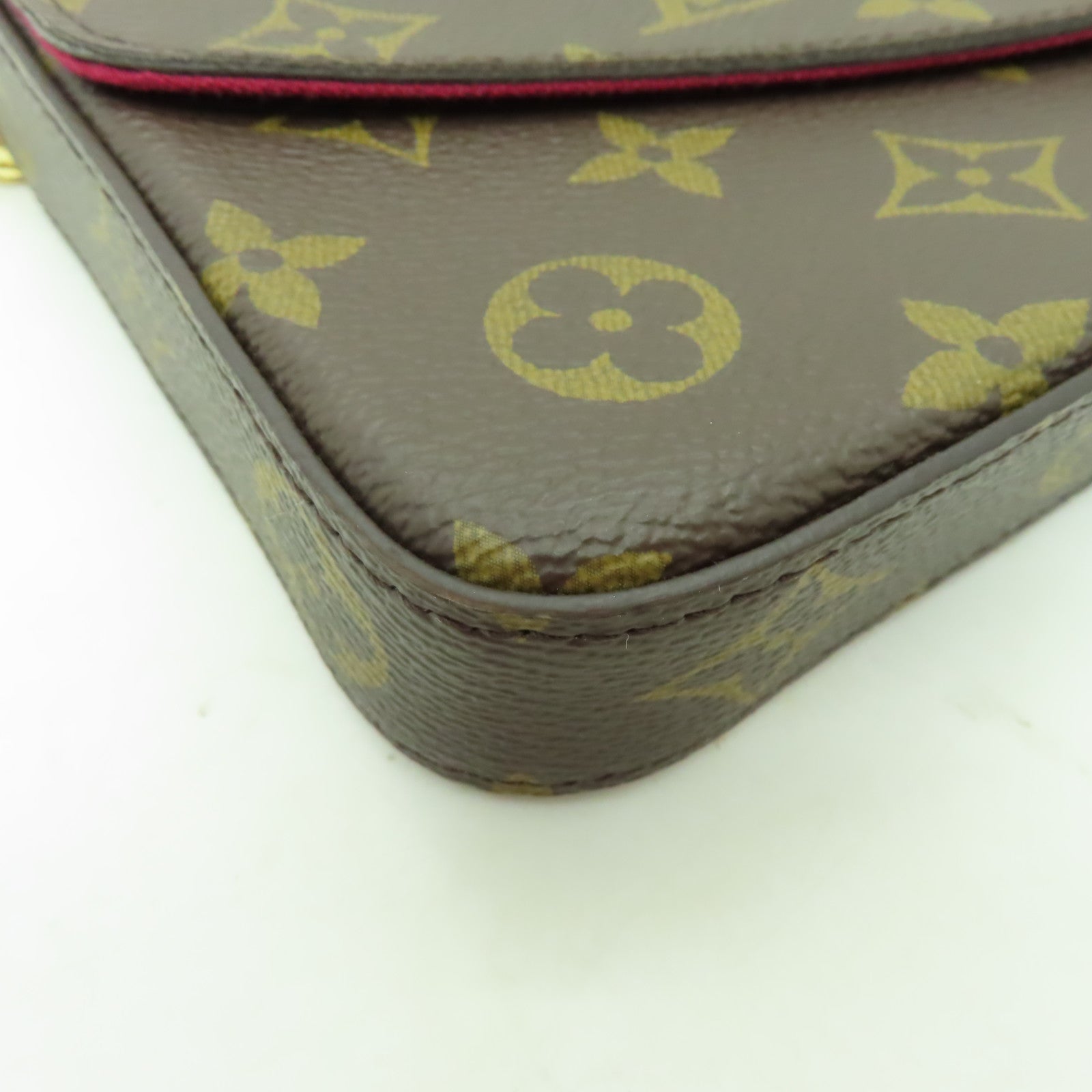 LOUIS VUITTON Monogram Felicie Pochette金扣鏈帶肩背袋棕色
