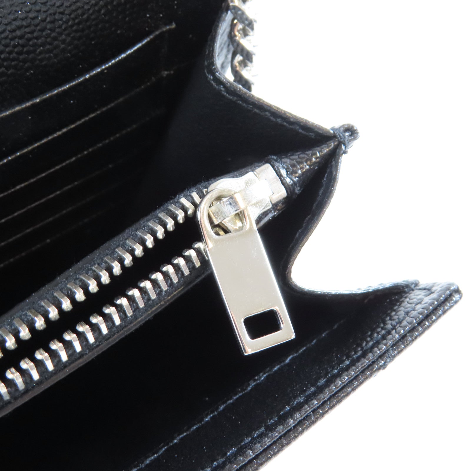 SAINT LAURENT 牛皮皮革Wallet On Chain銀扣鏈帶肩背袋黑色