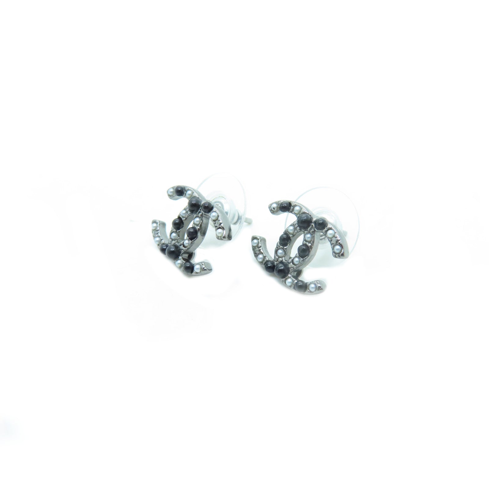 CHANEL 金屬Earrings耳環銀色/黑色