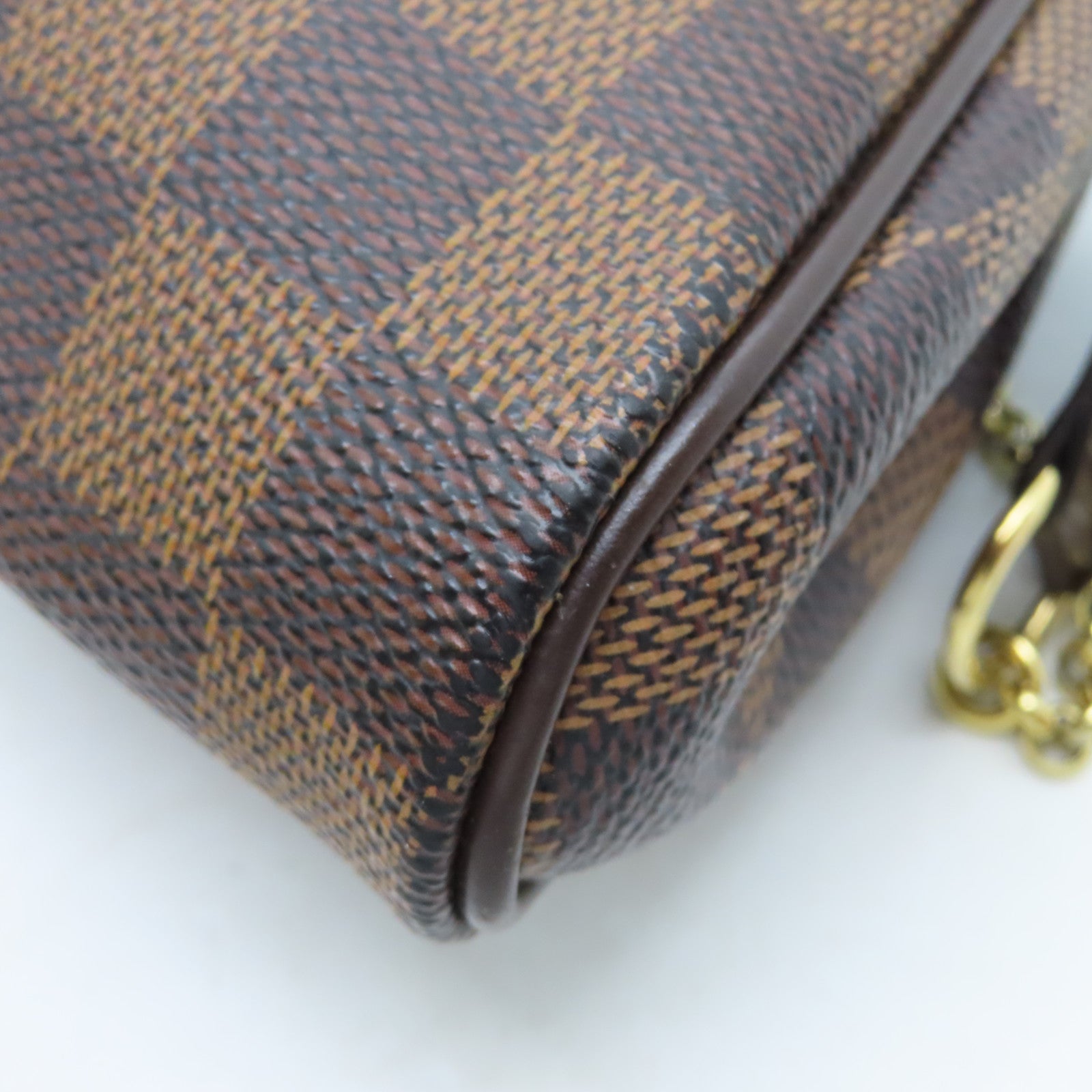 LOUIS VUITTON Damier Eva Gold Buckle Chain Shoulder Bag Brown