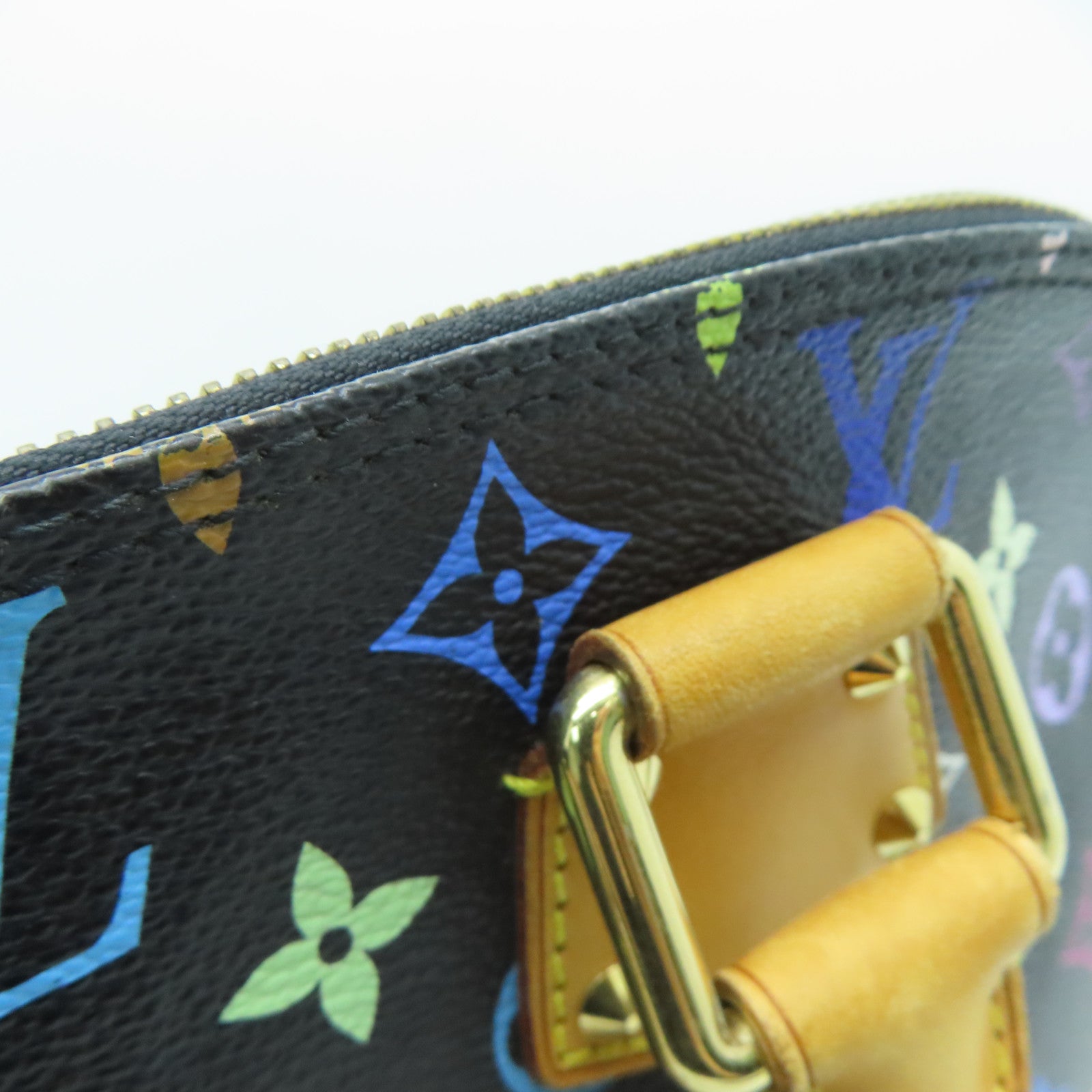 LOUIS VUITTON Monogram Multicolore Alma PM金扣手挽袋黑色彩色