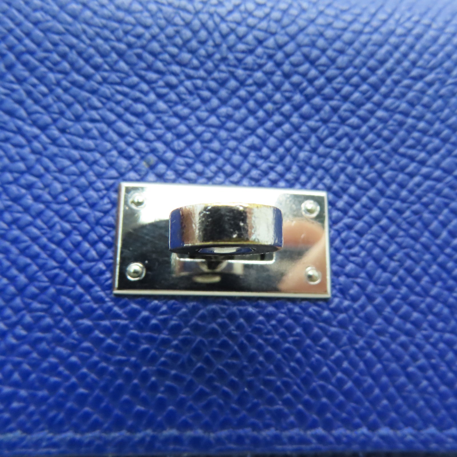 HERMES 【激減優惠】Epsom皮革Kelly Wallet銀扣長銀包藍色Blue Saphir