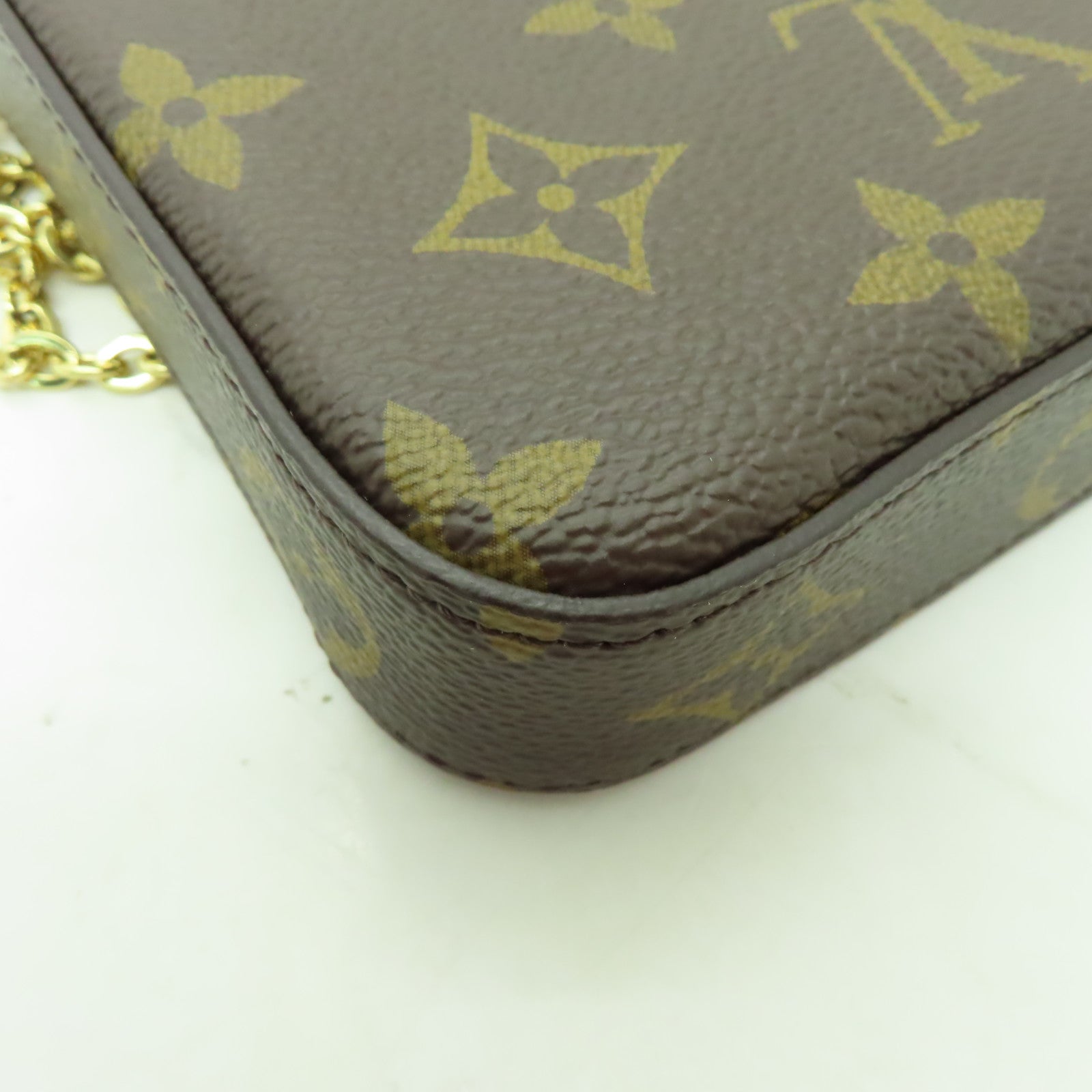 LOUIS VUITTON Monogram Felicie Pochette金扣鏈帶肩背袋棕色