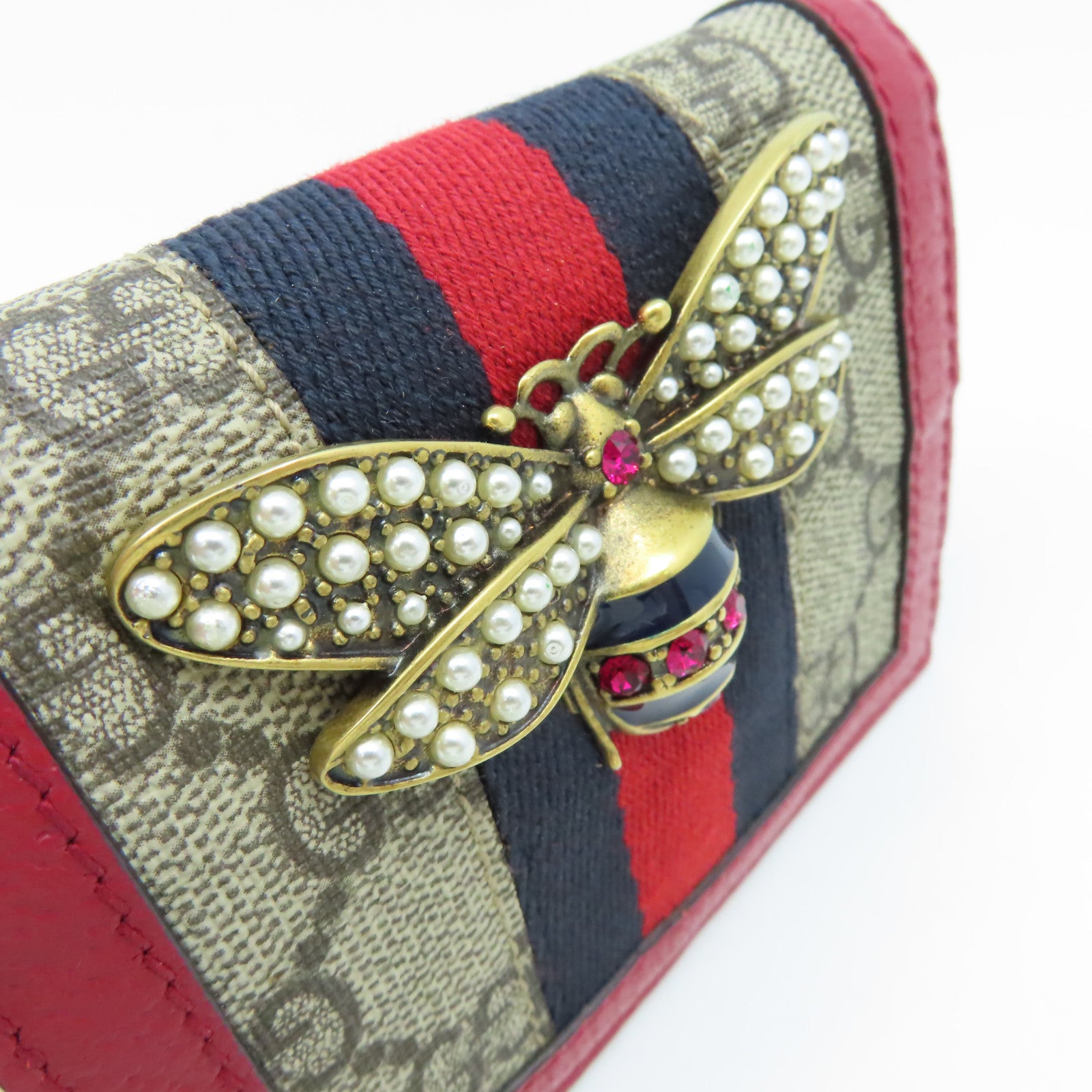 GUCCI 塗層皮革Wallet錢包啡色/紅色