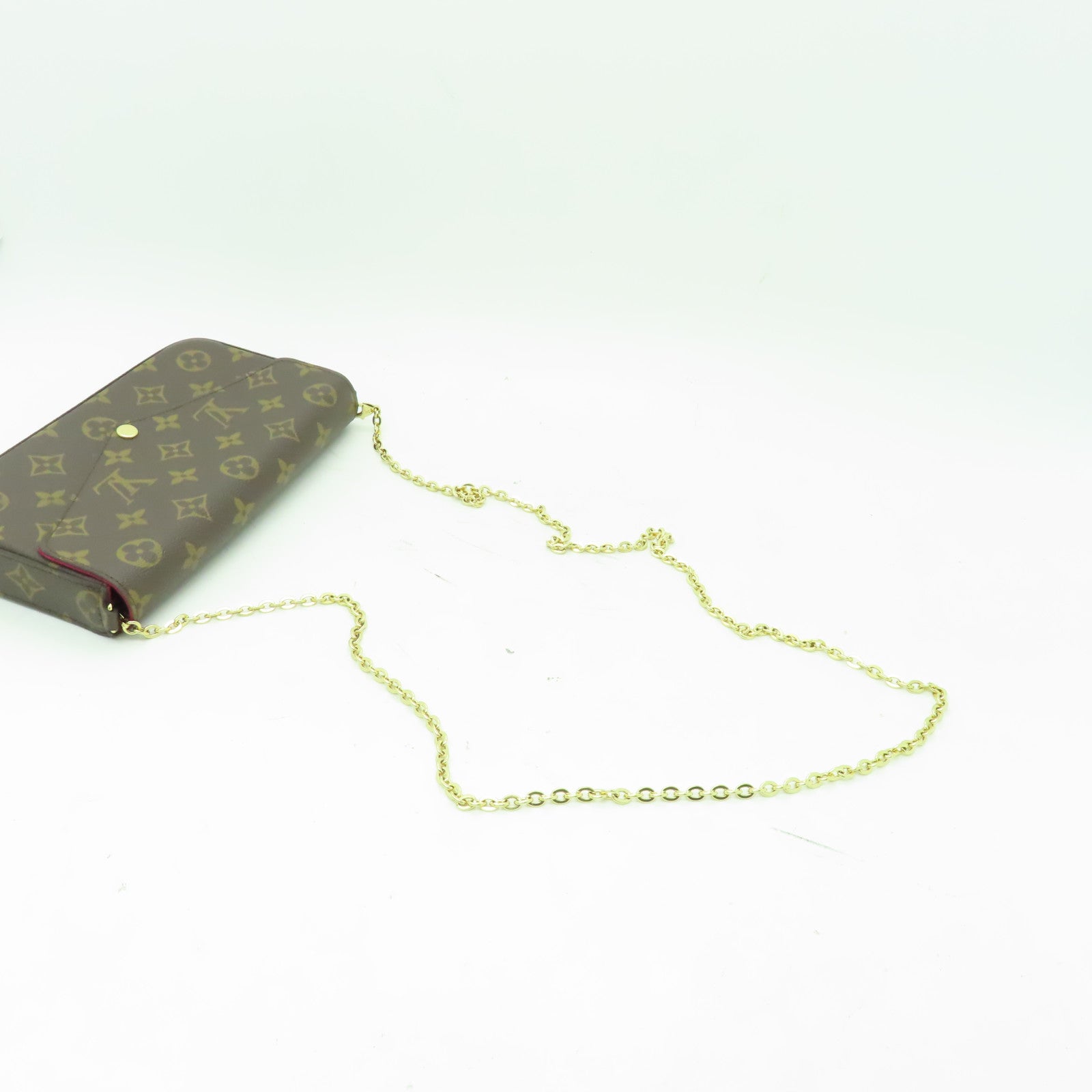 LOUIS VUITTON Monogram Felicie Pochette金扣鏈帶肩背袋棕色