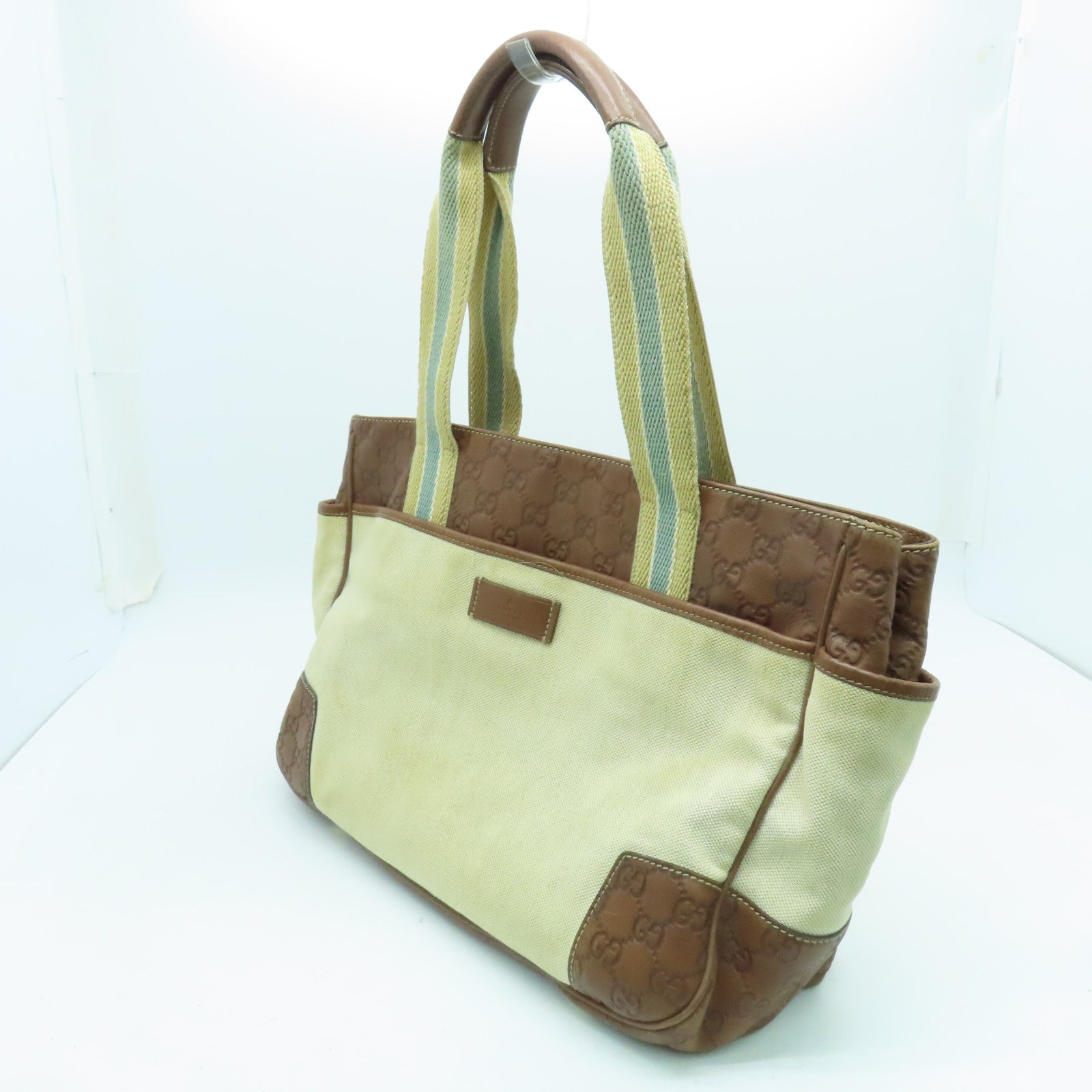 GUCCI 帆布Shoulder Bag金扣肩背袋米色啡色