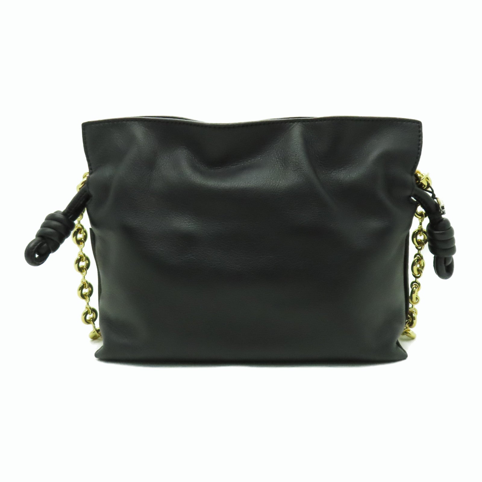 LOEWE 羊皮皮革Mini Flamenco Clutch With Chain金扣鏈帶肩背袋黑色