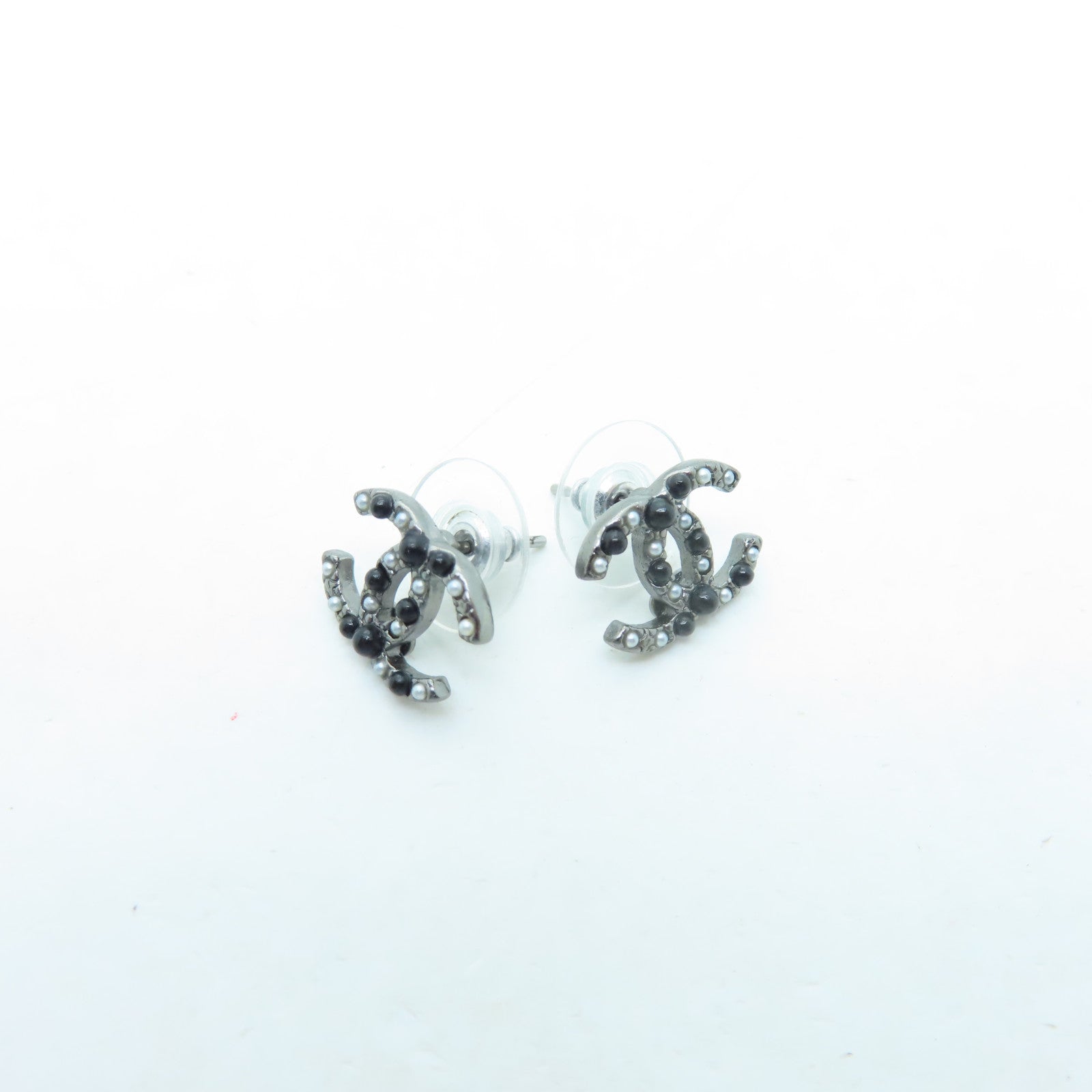 CHANEL 金屬Earrings耳環銀色/黑色