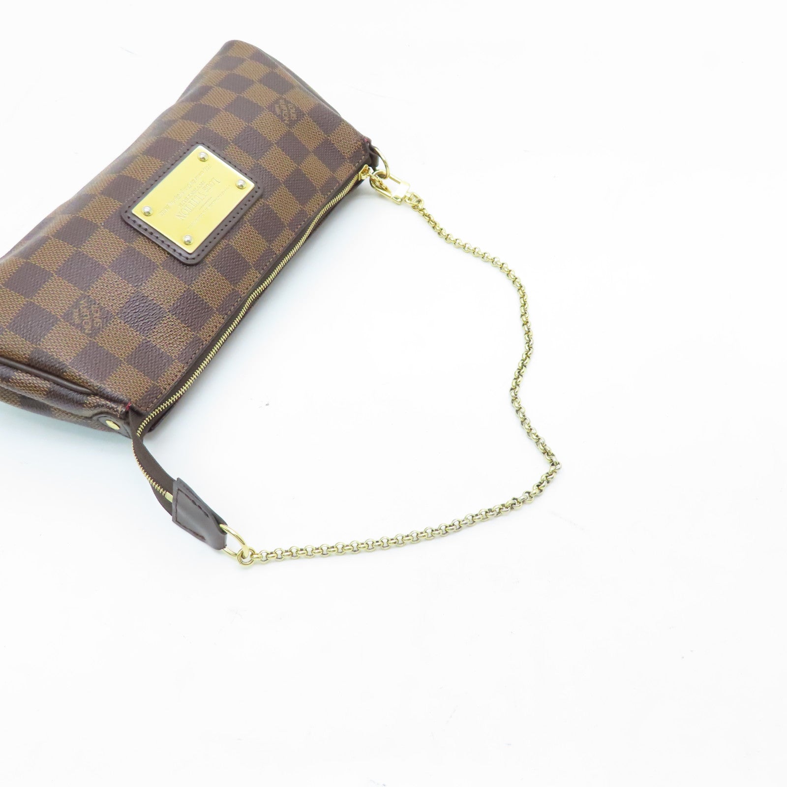 LOUIS VUITTON Damier Eva Gold Buckle Chain Shoulder Bag Brown