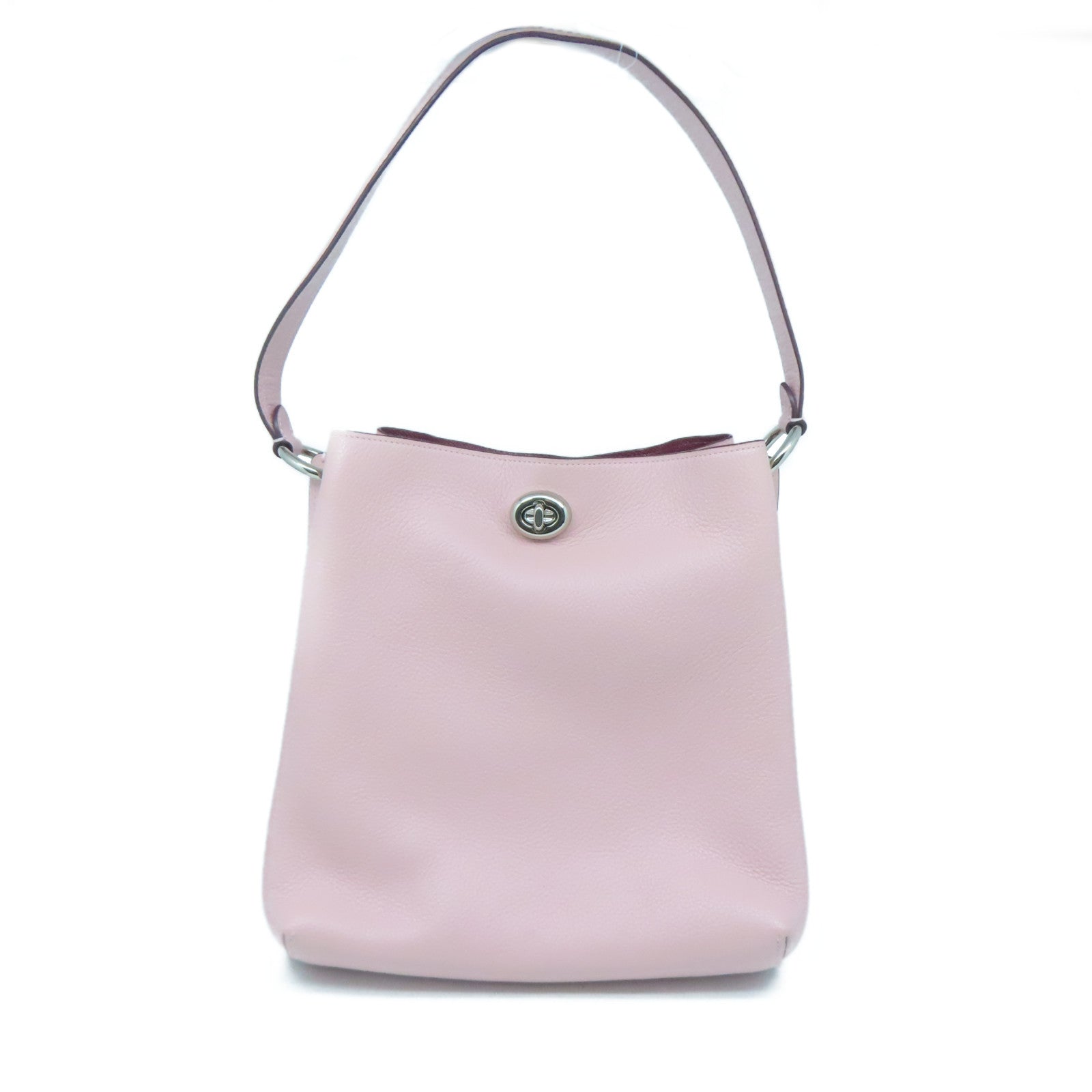 COACH 牛皮皮革Shoulder Bag銀扣肩背袋粉紅色