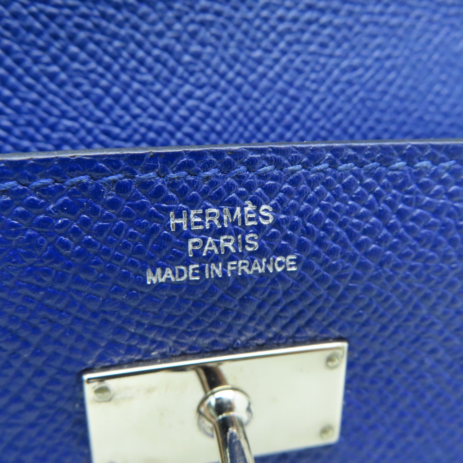 HERMES 【激減優惠】Epsom皮革Kelly Wallet銀扣長銀包藍色Blue Saphir