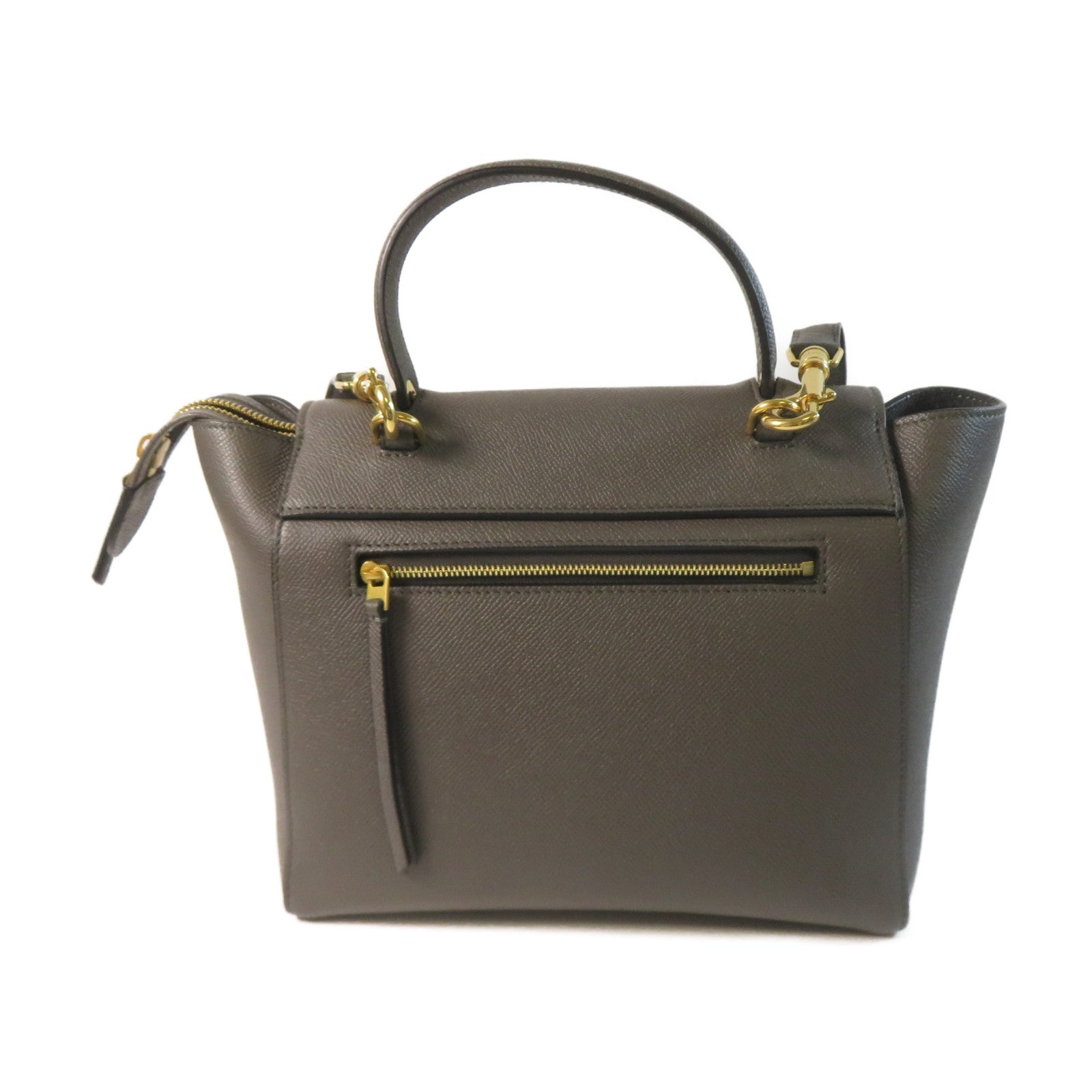 CELINE 牛皮皮革Micro Belt Bag金扣手挽肩背兩用袋灰色