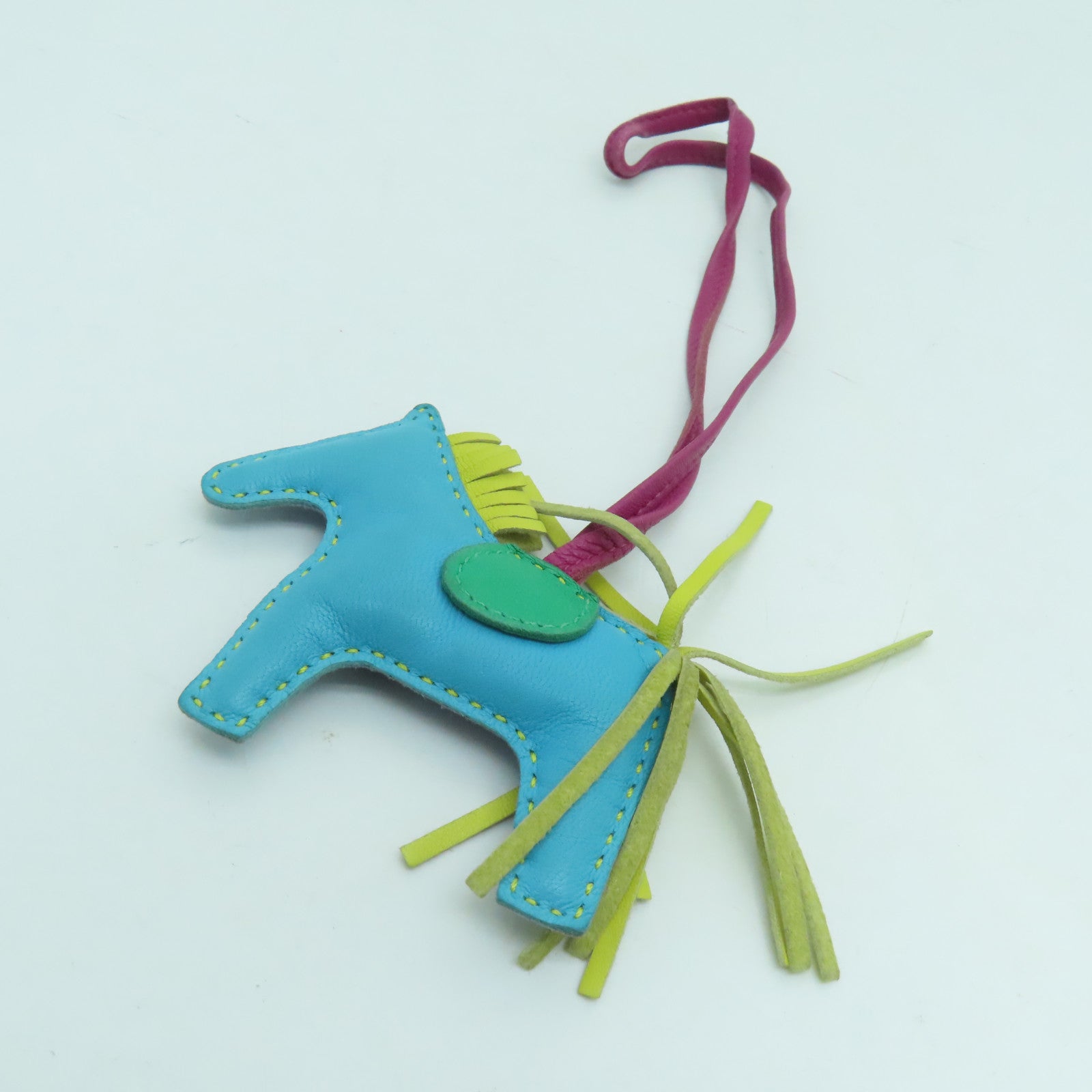 HERMES 皮革Rodeo PM掛飾藍色/黃色/紫色
