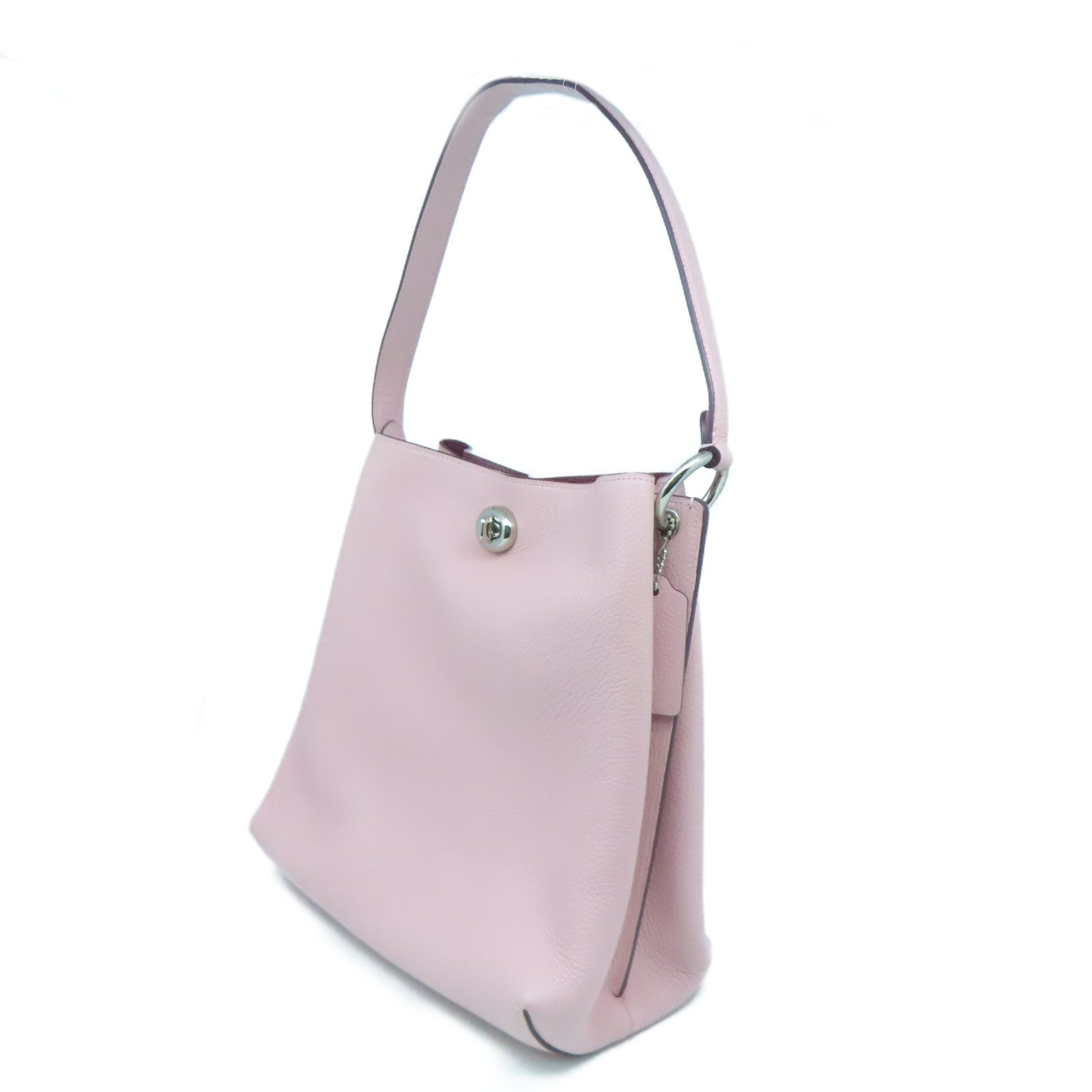 COACH 牛皮皮革Shoulder Bag銀扣肩背袋粉紅色