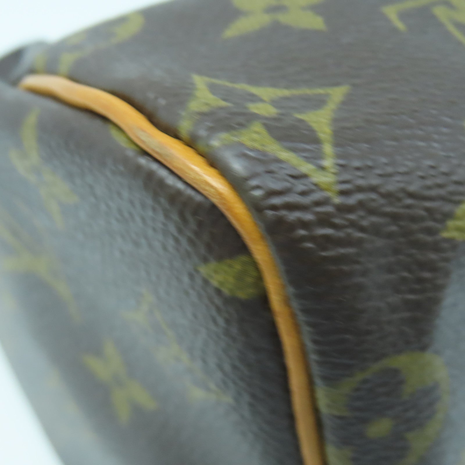 LOUIS VUITTON Monogram Speedy 25 Gold Buckle Handle Bag Brown