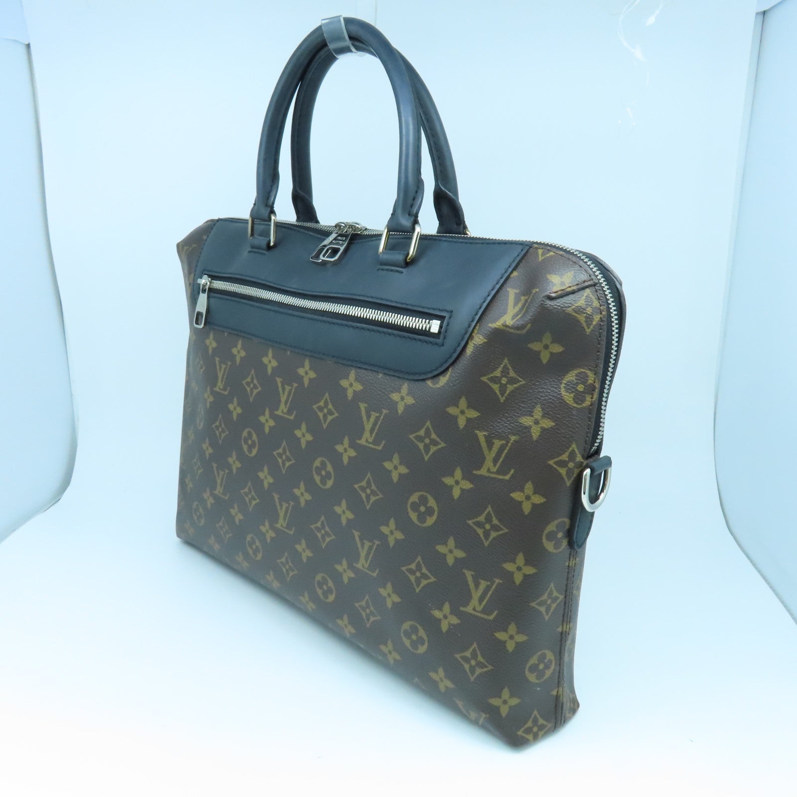 LOUIS VUITTON Monogram Briefcase Silver Buckle Brown/Black
