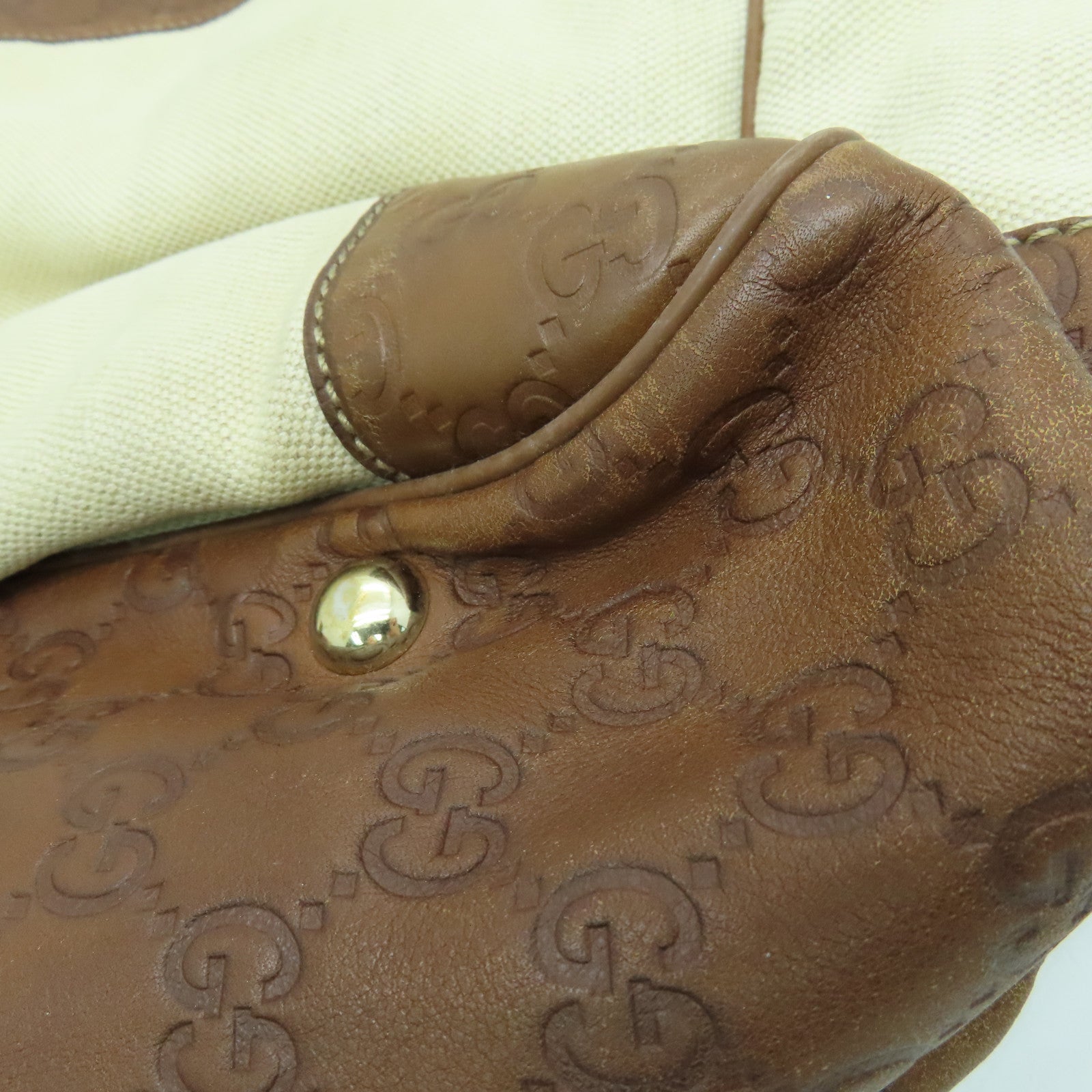 GUCCI 帆布Shoulder Bag金扣肩背袋米色啡色