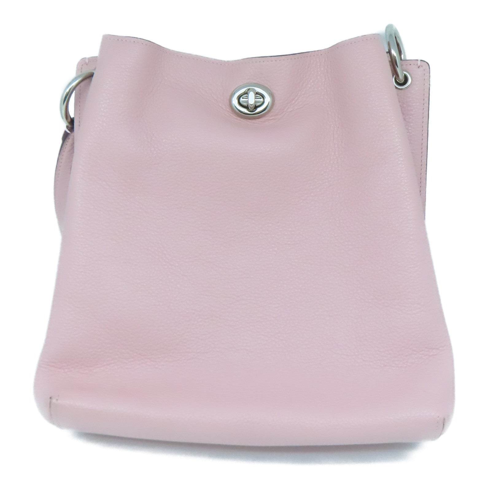 COACH 牛皮皮革Shoulder Bag銀扣肩背袋粉紅色