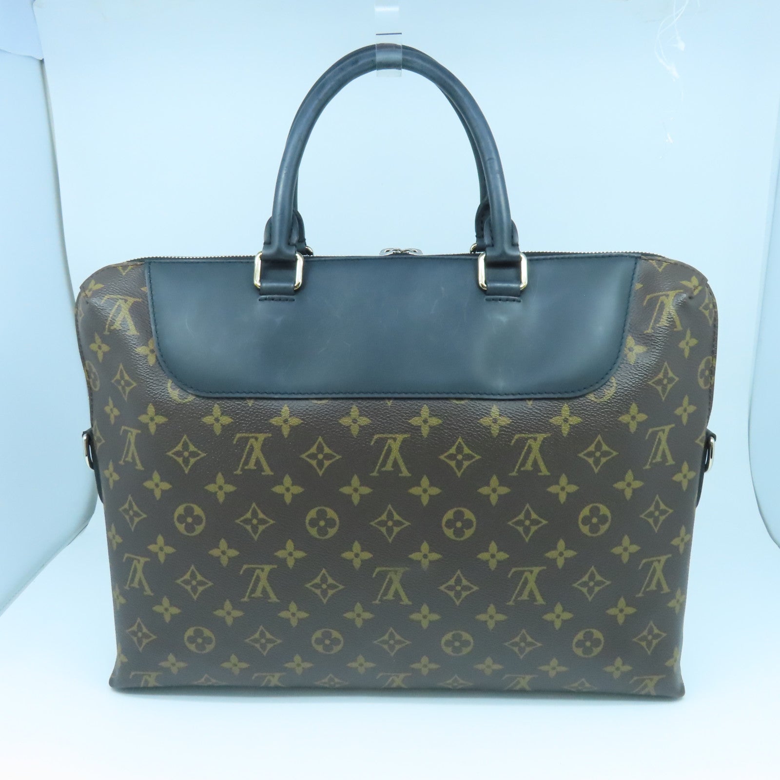 LOUIS VUITTON Monogram Briefcase Silver Buckle Brown/Black
