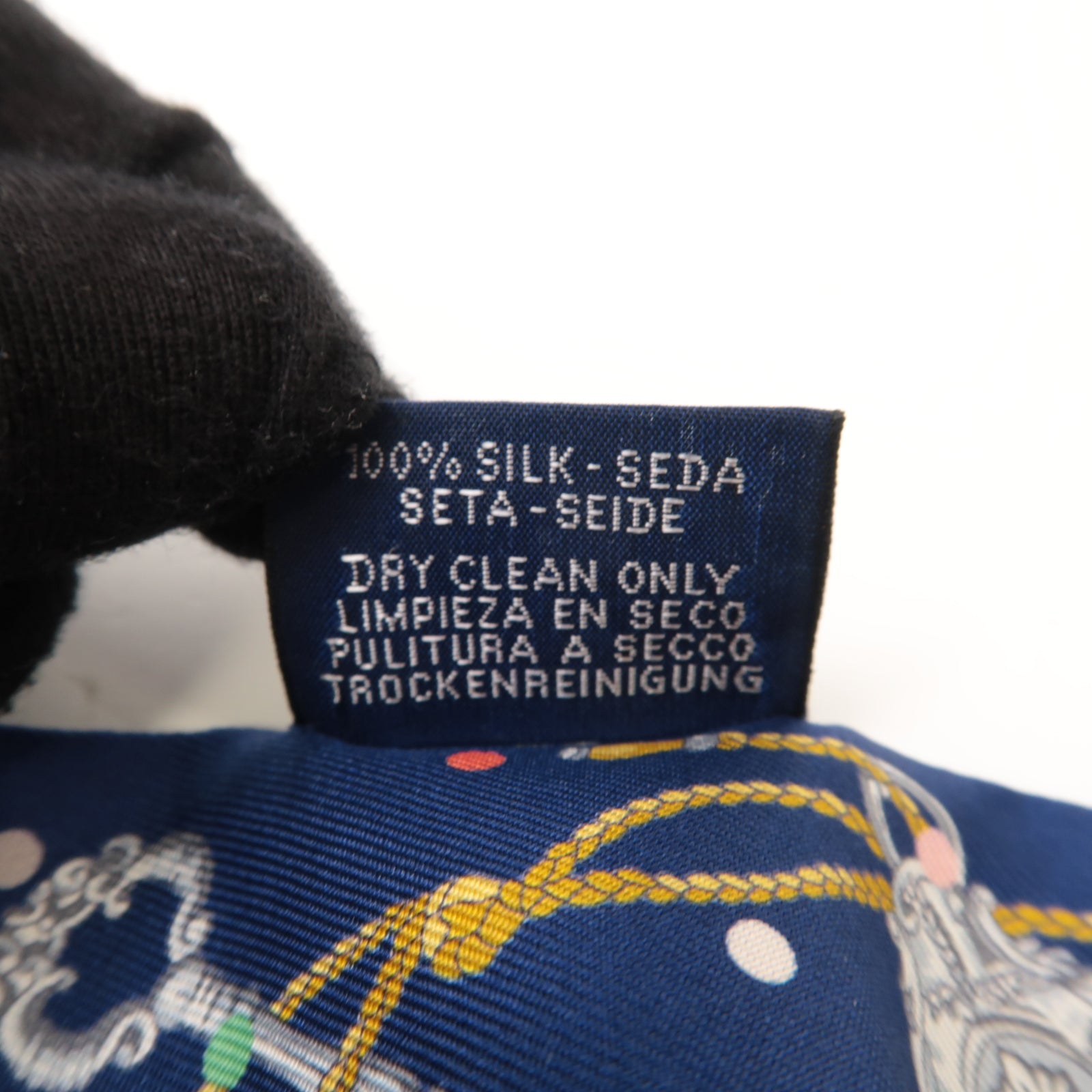 HERMES 絲質Twilly絲巾藍色