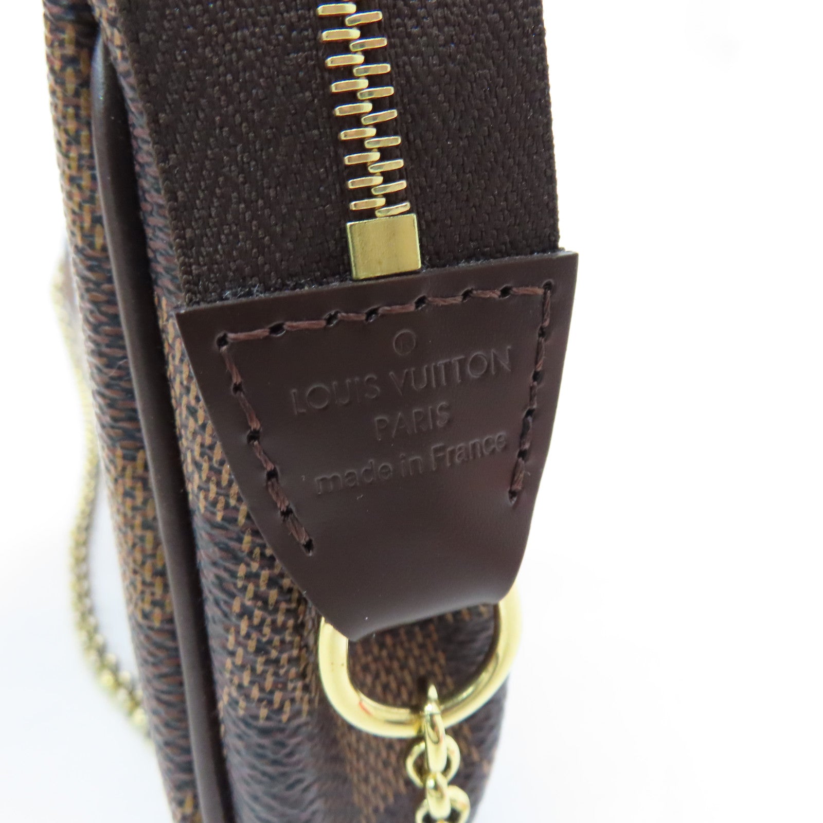 LOUIS VUITTON Damier Eva Gold Buckle Chain Shoulder Bag Brown