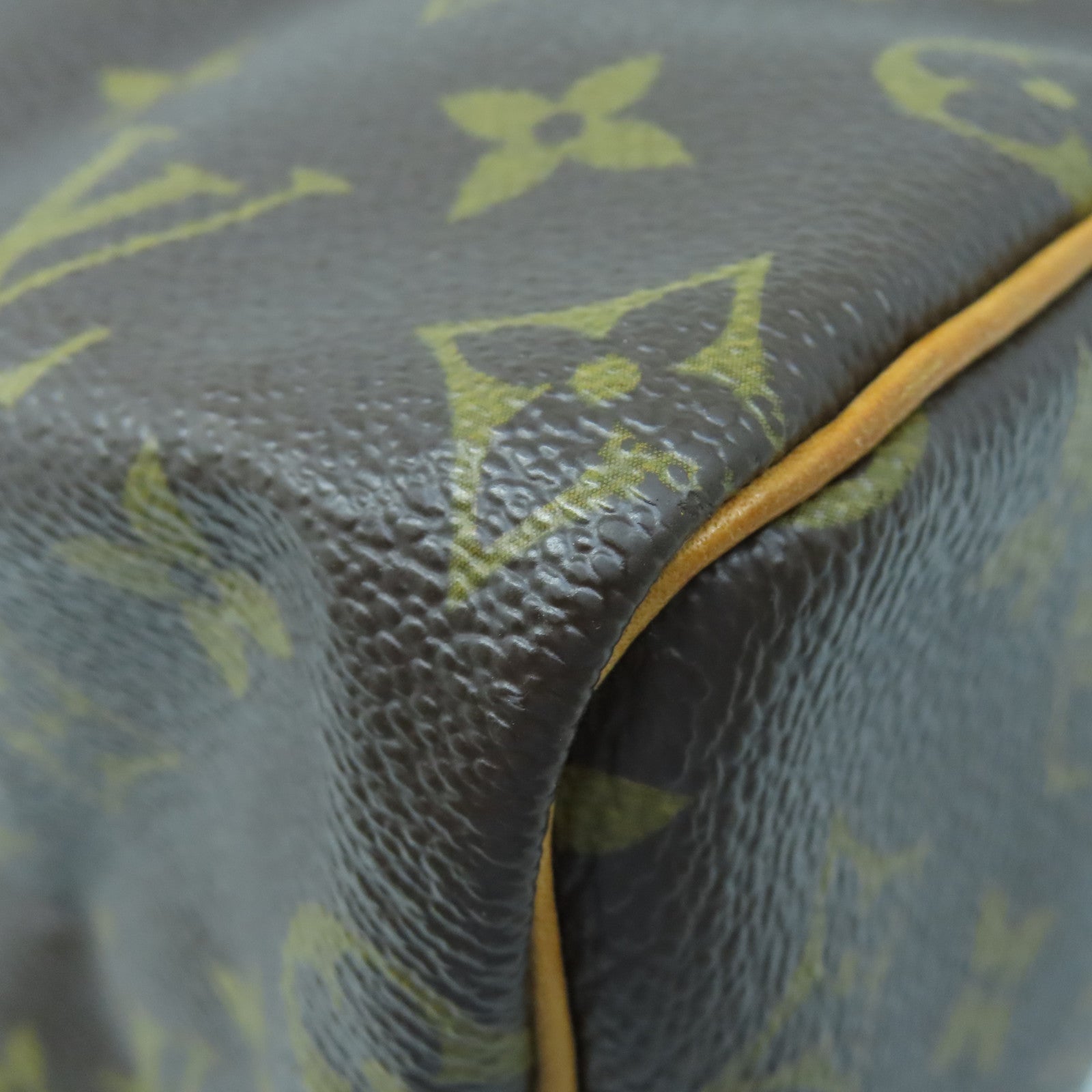 LOUIS VUITTON Monogram Speedy 25 Gold Buckle Handle Bag Brown