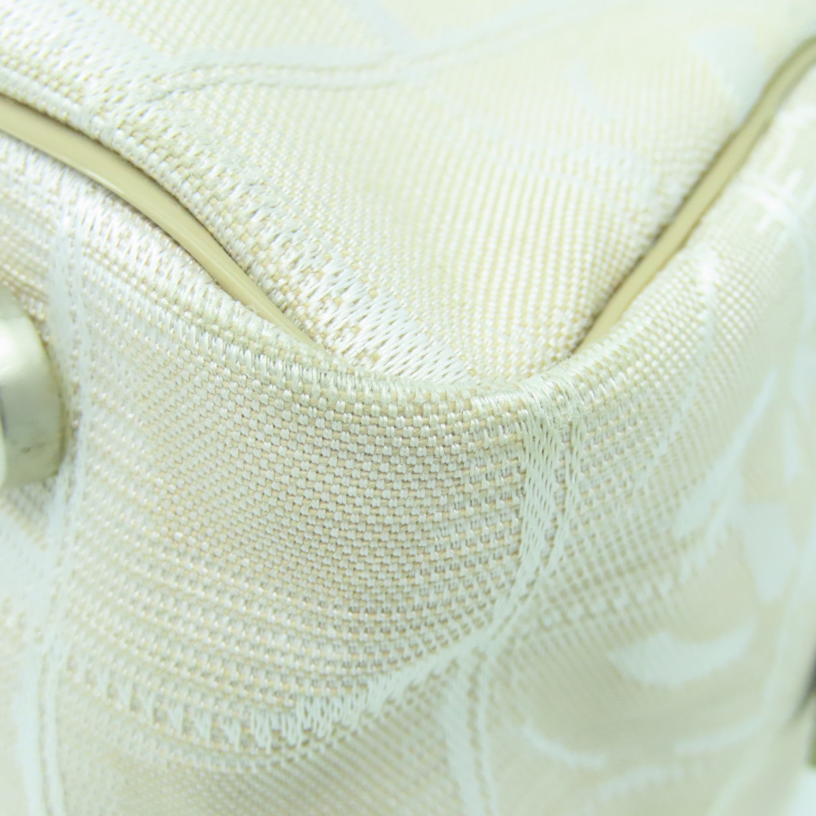 CHANEL Nylon New Travel Line Silver Buckle Shoulder Bag Beige
