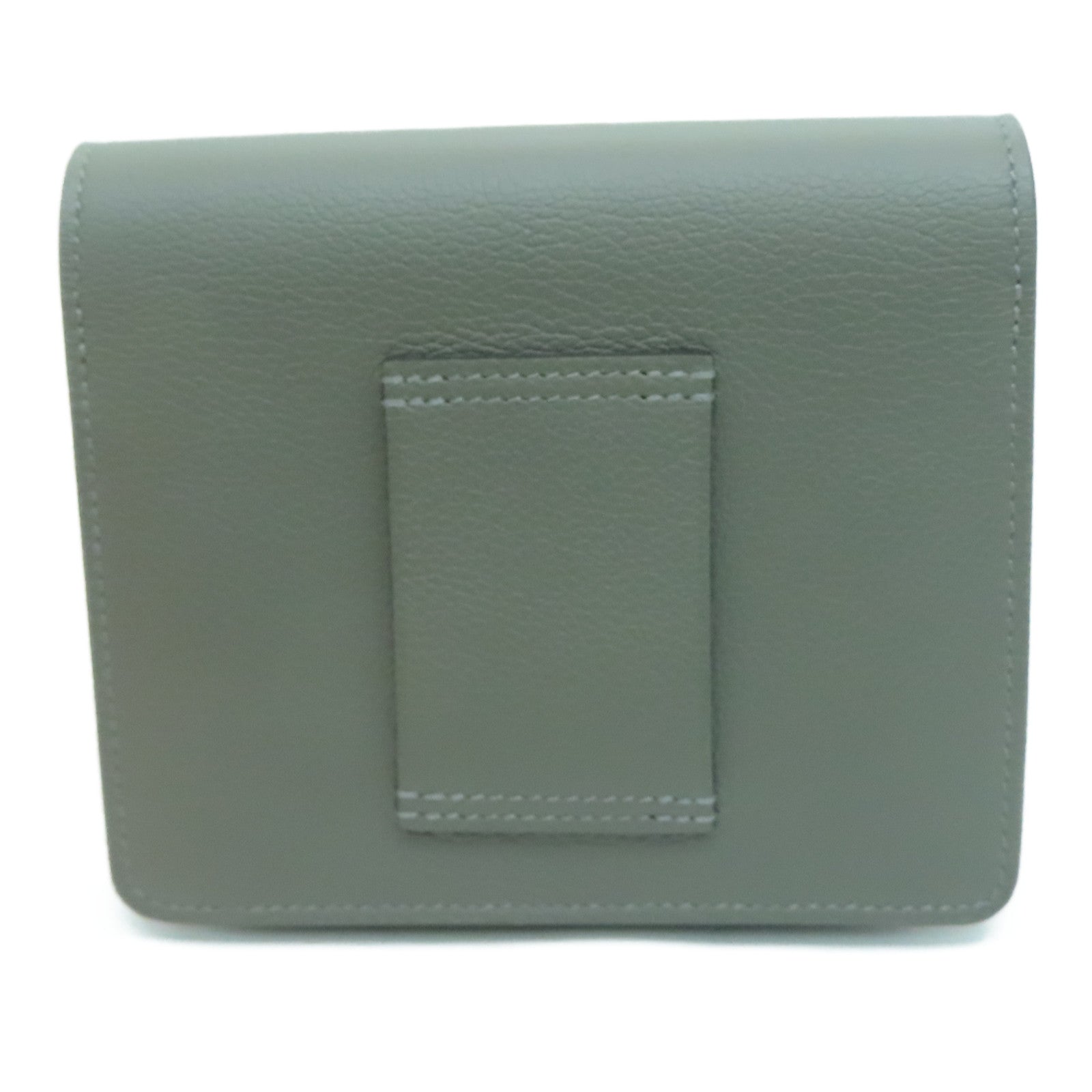 HERMES Evercolor皮革Roulis Slim金扣钱包Gris Meyer/灰色