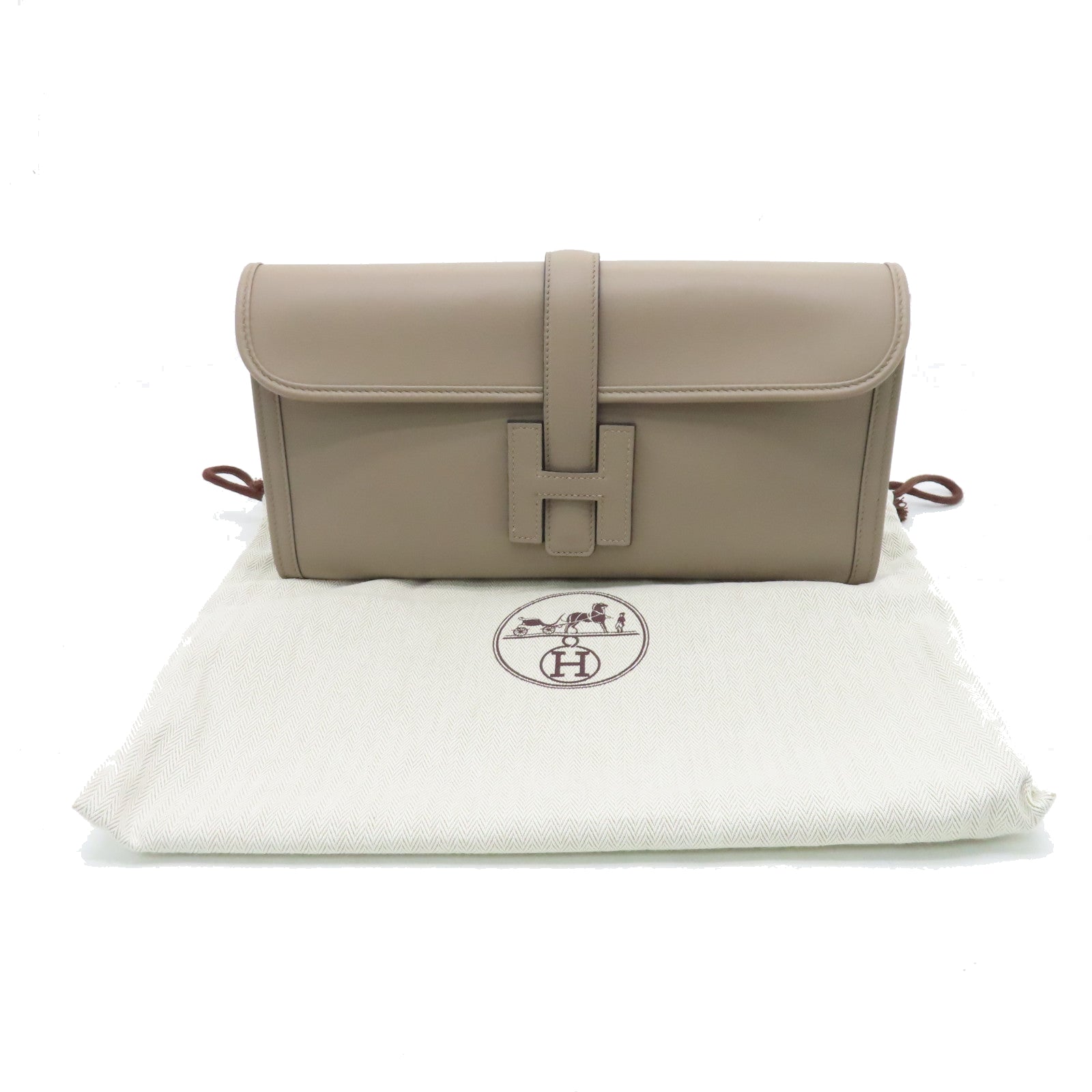 HERMES Veau Swift Leather Jije Elan Clutch Turtledove Gray