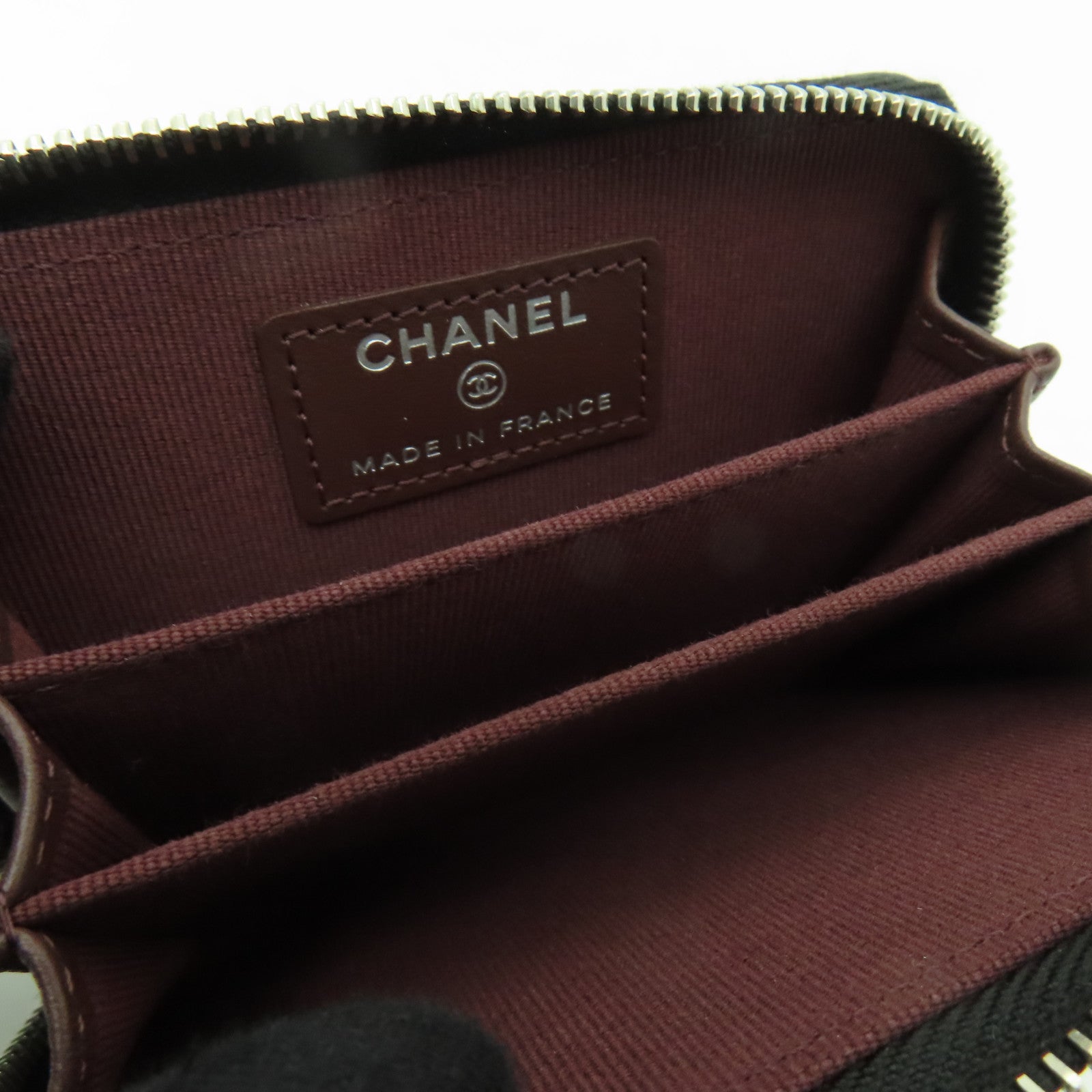 CHANEL 菱格Caviar皮革Coin Case銀扣零錢包黑色