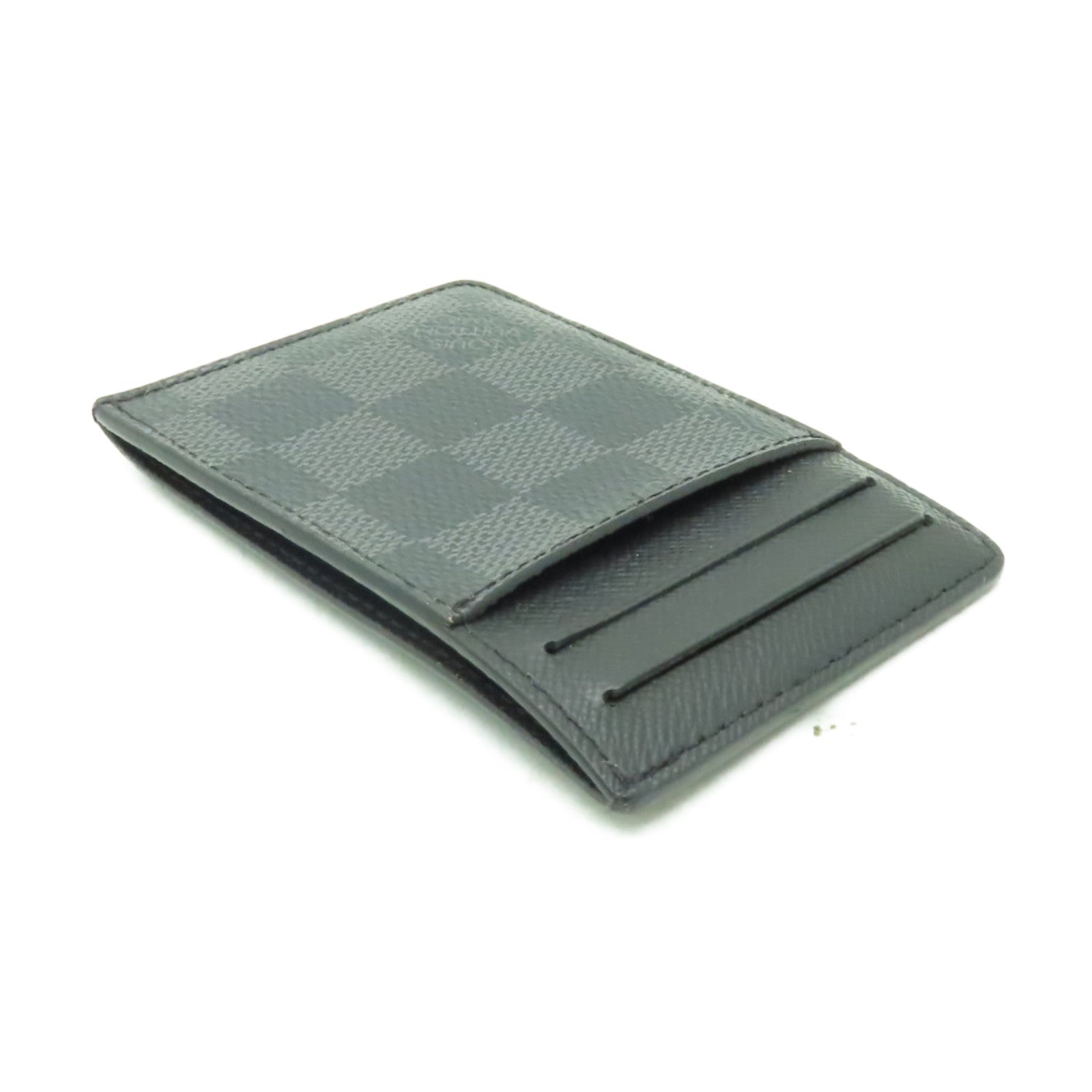 LOUIS VUITTON Damier Graphite Card Case銀扣卡片套黒色/灰色