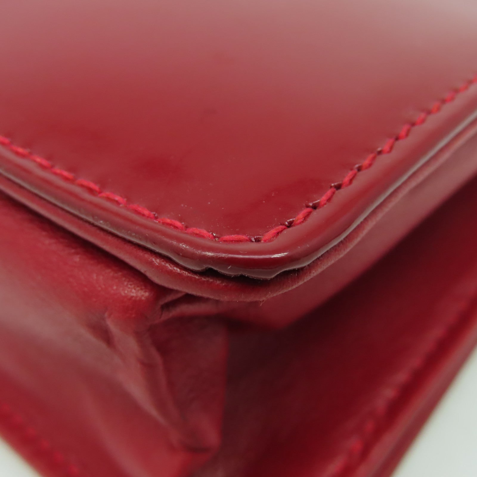 CHANEL 漆皮皮革Vintage Wallet On Chain Shoulder Bag金扣鏈帶肩背袋紅色