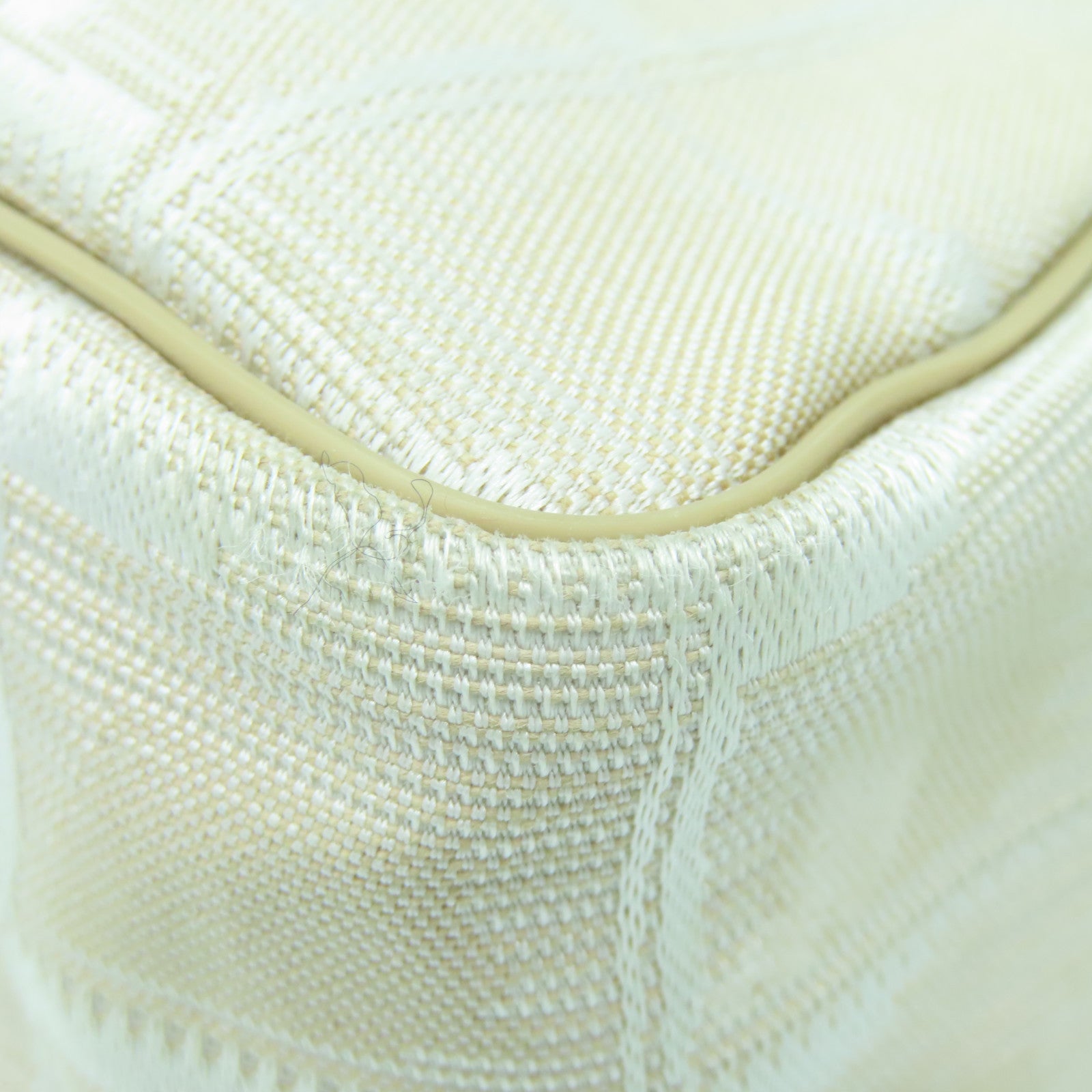 CHANEL Nylon New Travel Line Silver Buckle Shoulder Bag Beige