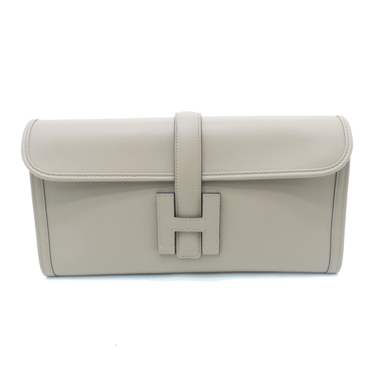 HERMES Veau Swift Leather Jije Elan Clutch Turtledove Gray