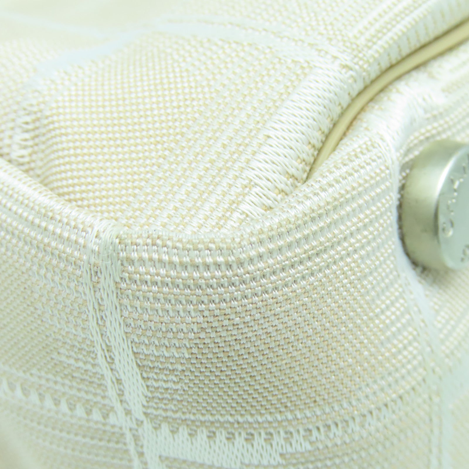 CHANEL Nylon New Travel Line Silver Buckle Shoulder Bag Beige